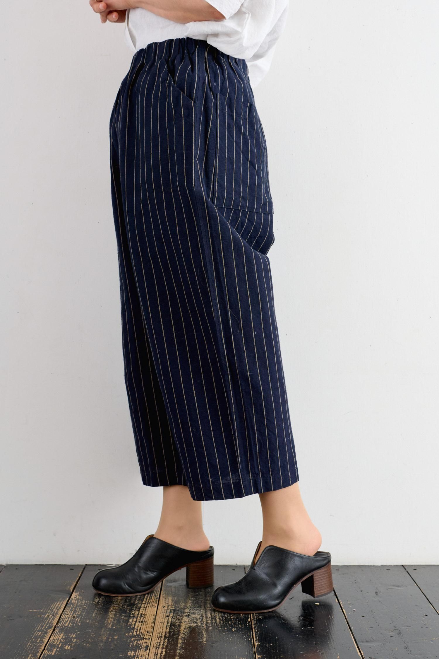 再入荷】YAMMA ヤンマ産業 会津木綿 ふわっとパンツ 縞 AFW-PT 9