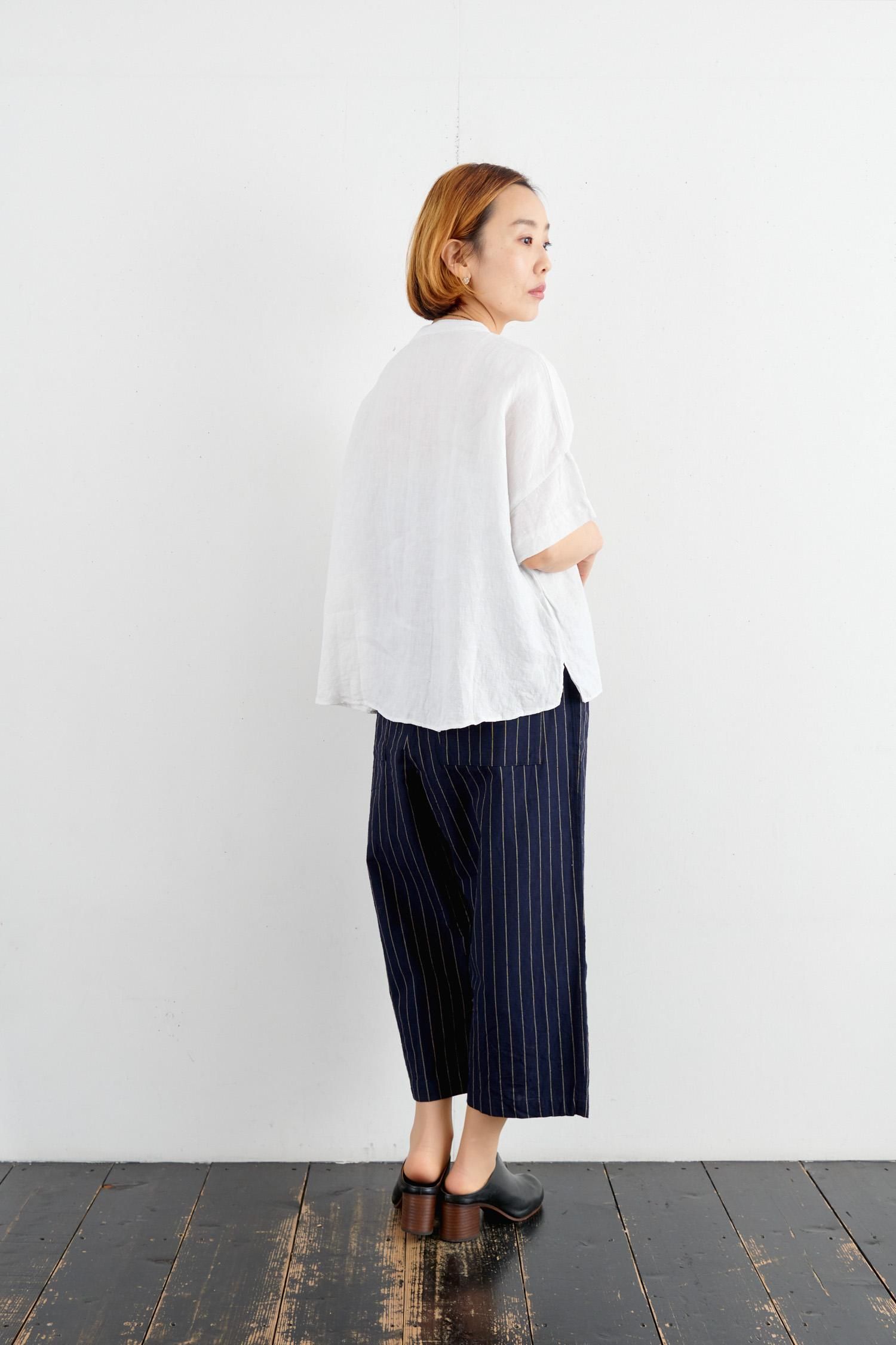 YAMMA 会津木綿 ダボダボパンツ はなふさ縞 - poooL (online shop)
