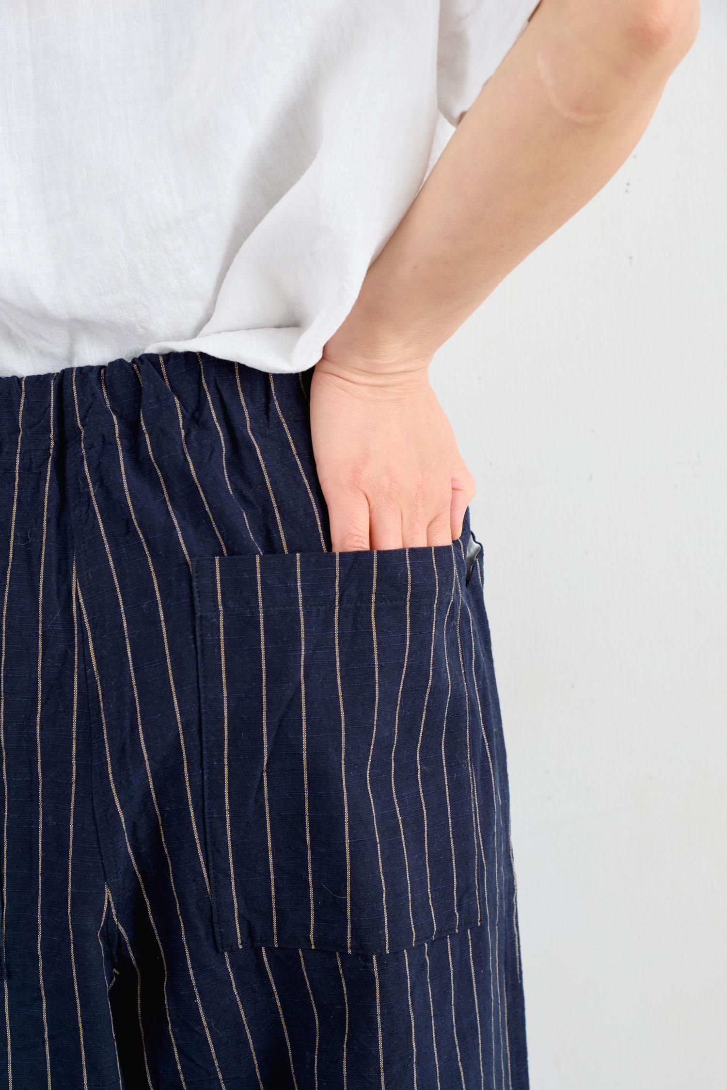 YAMMA 会津木綿 ダボダボパンツ はなふさ縞 - poooL (online shop)