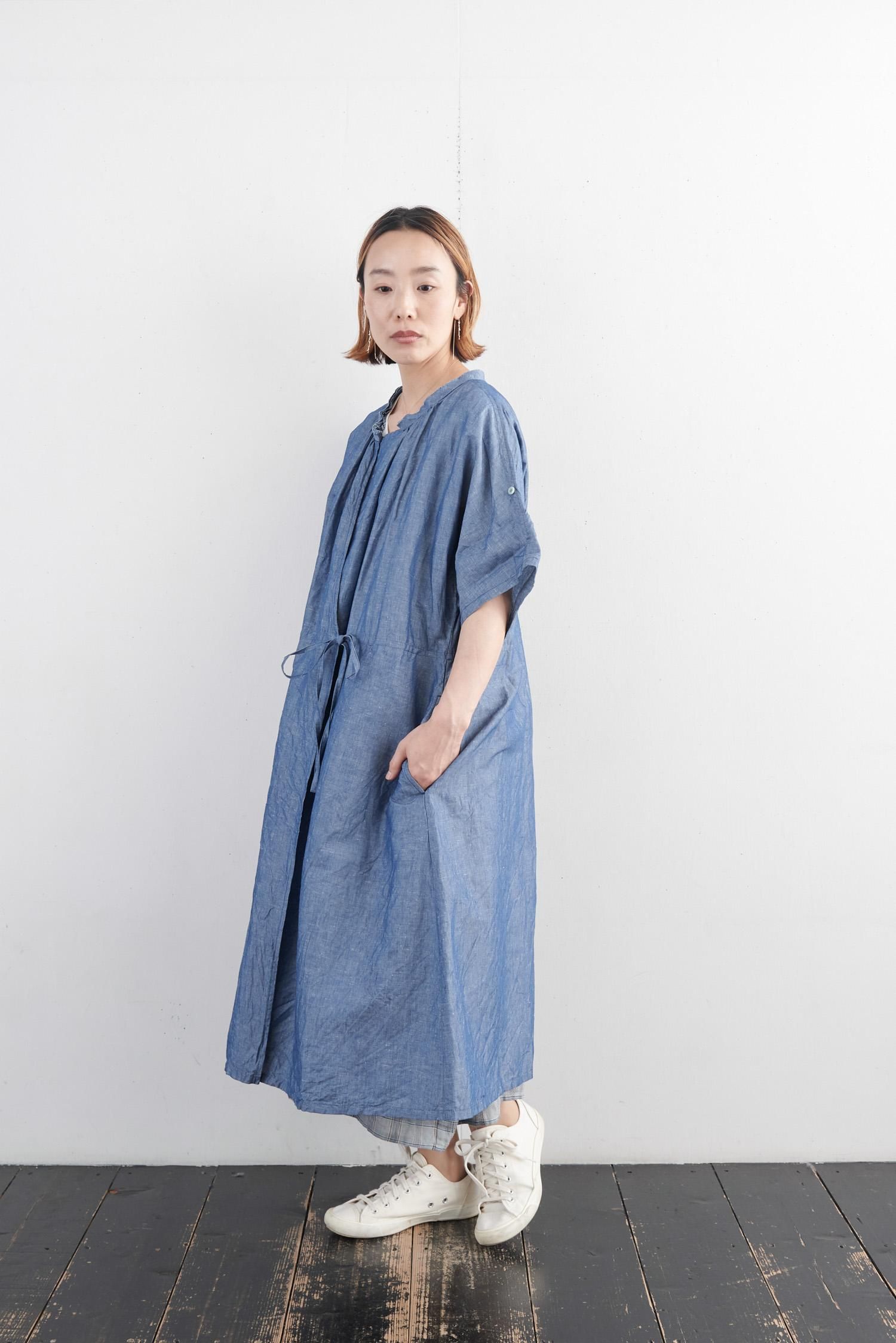 Vlas Blomme Indigo Chambray ローブワンピース Poool Online Shop Vlas Blomme Indigo Chambray ローブワンピース Poool Online Shop