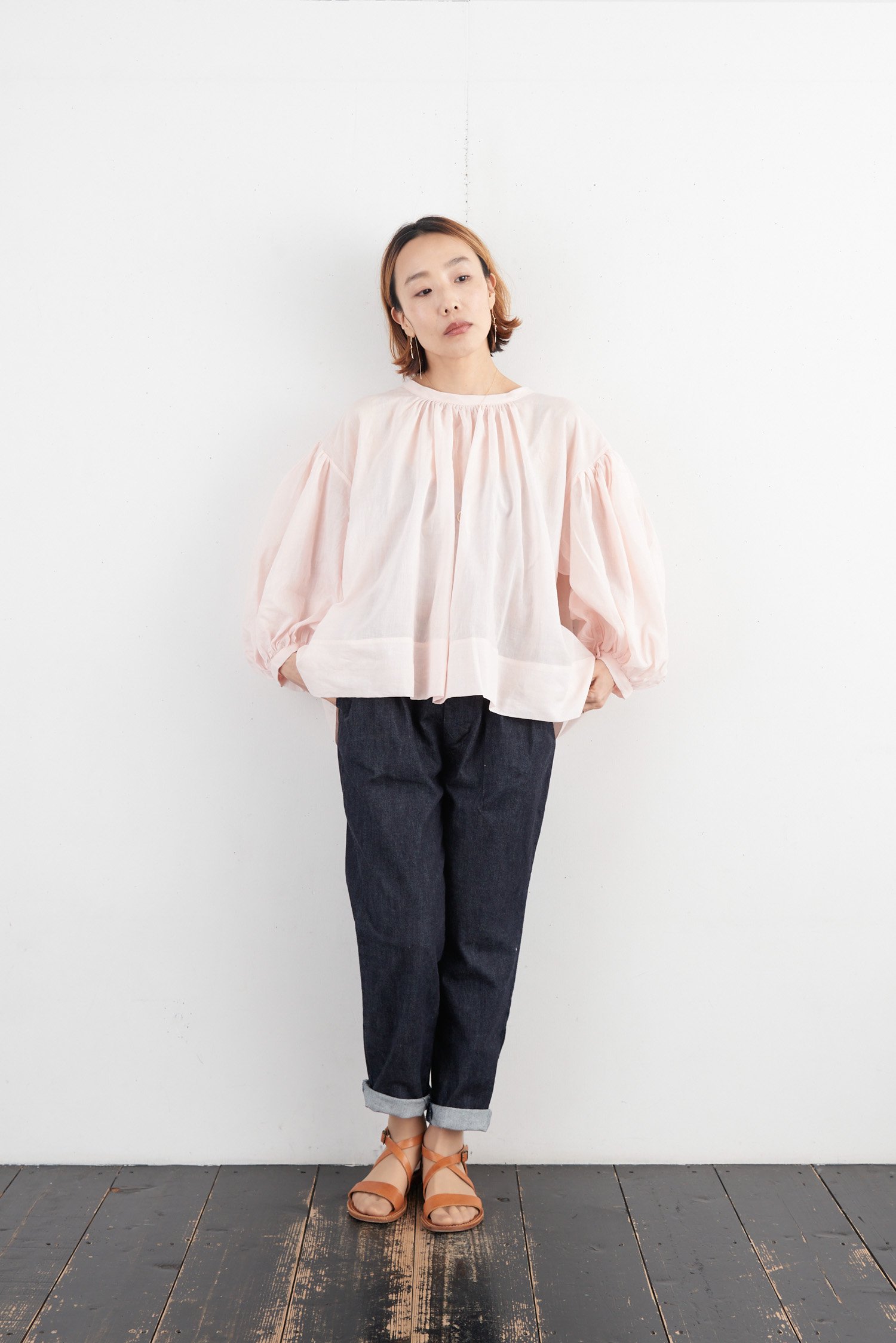 BUNON BUNON カディコットンシルク gather blouse（2color）- poooL