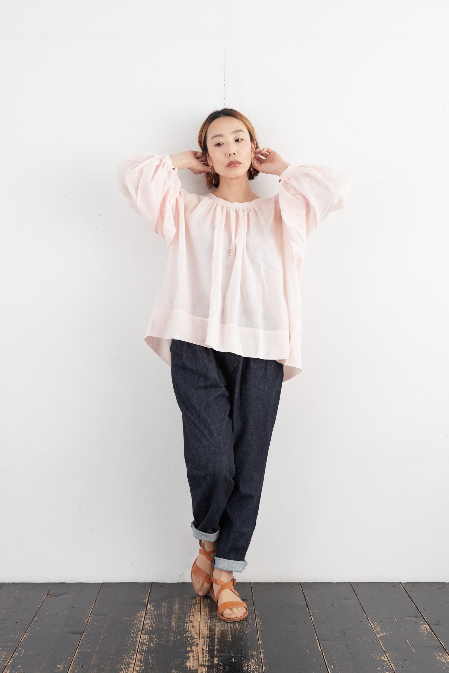 BUNON BUNON カディコットンシルク gather blouse（2color）- poooL (online shop)