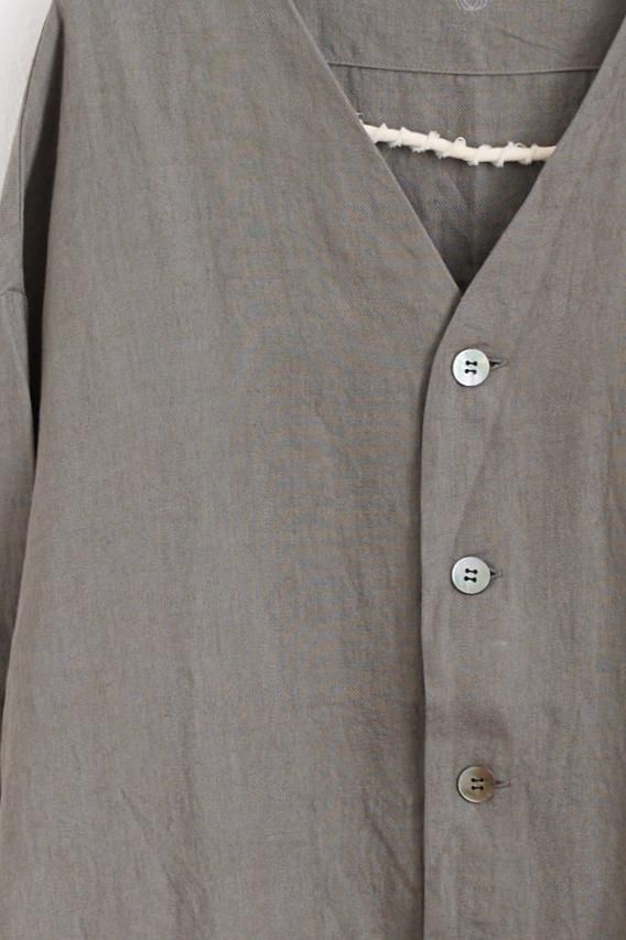 YAMMA リネンのダボ袖ジャケット サンドベージュ（ミディアム丈