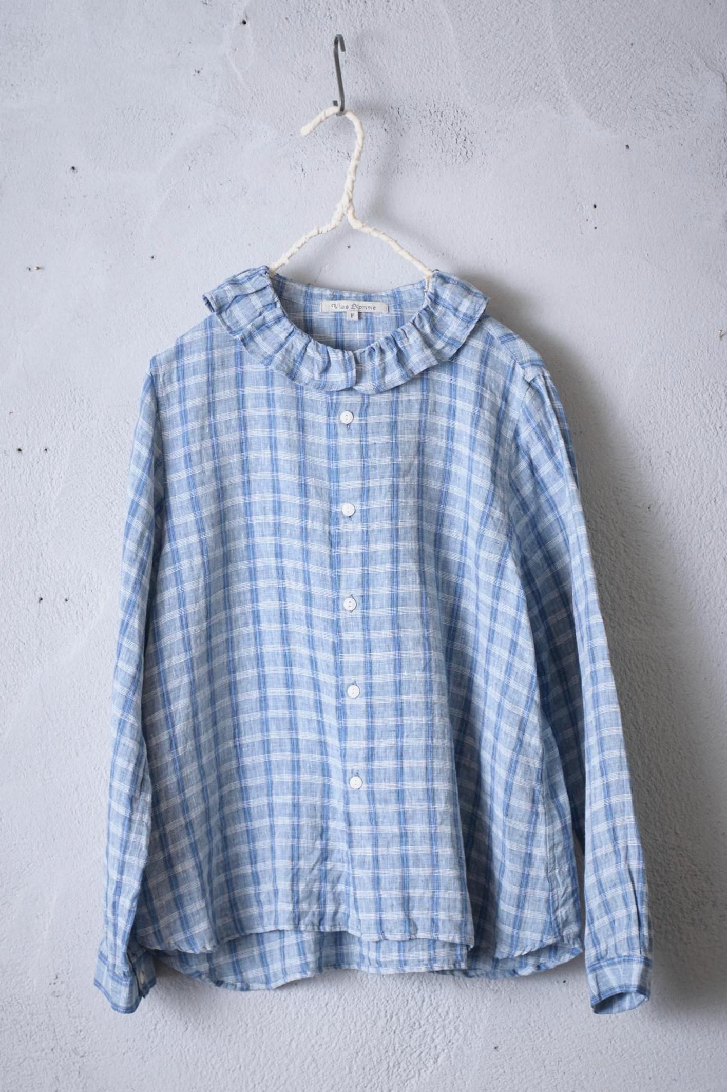[Vlas Blomme]Medium Linen フリル衿シャツ Soft Linen フリル衿ブラウス | ITEM | Vlas blomme