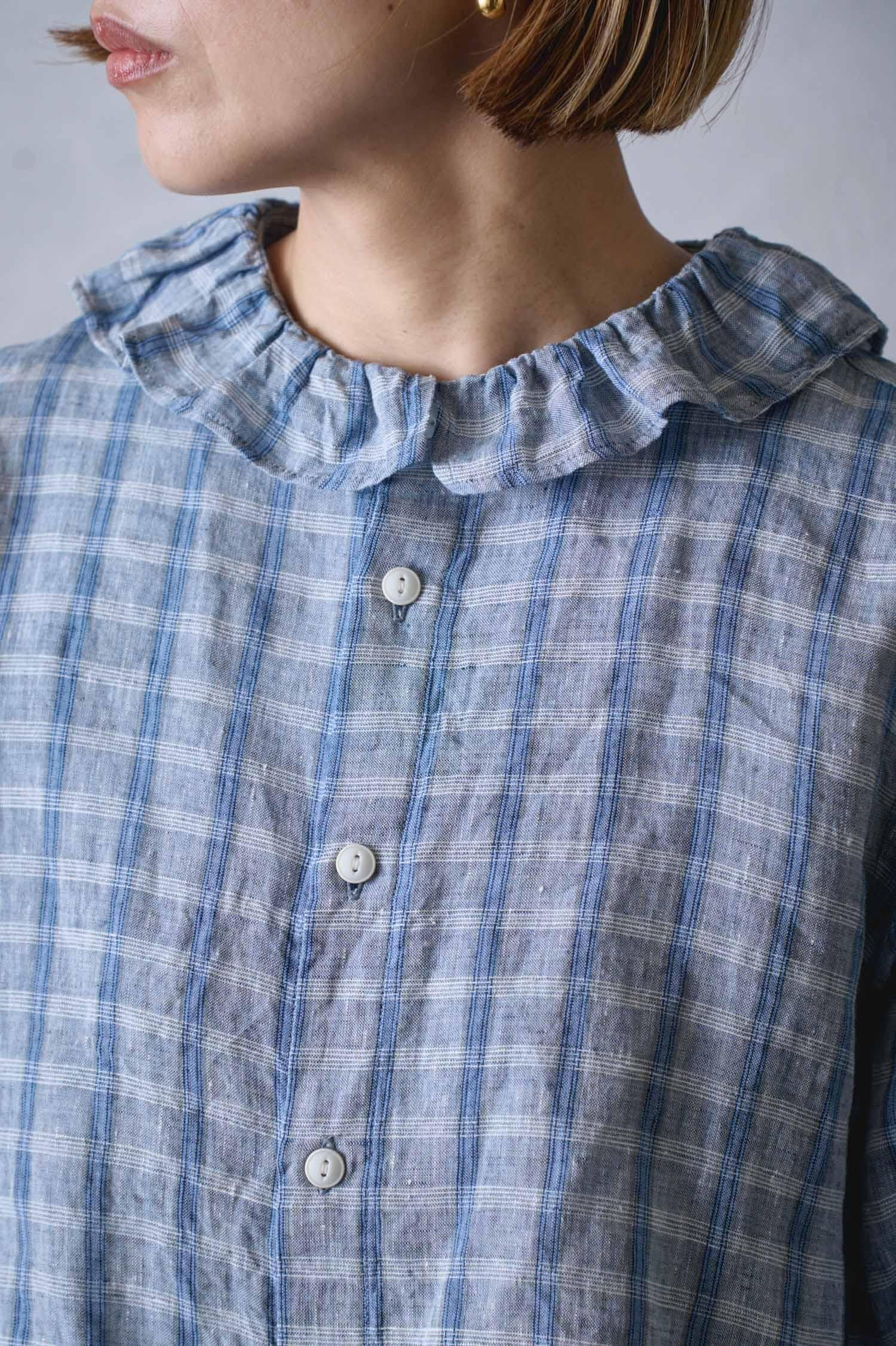 [Vlas Blomme]Medium Linen フリル衿シャツ Soft Linen フリル衿ブラウス | ITEM | Vlas blomme