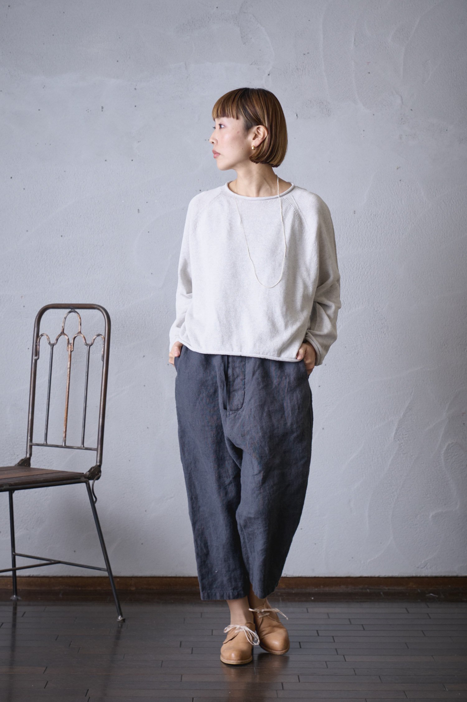 vlas blomme Work linen サルエルパンツ - poooL (online shop)