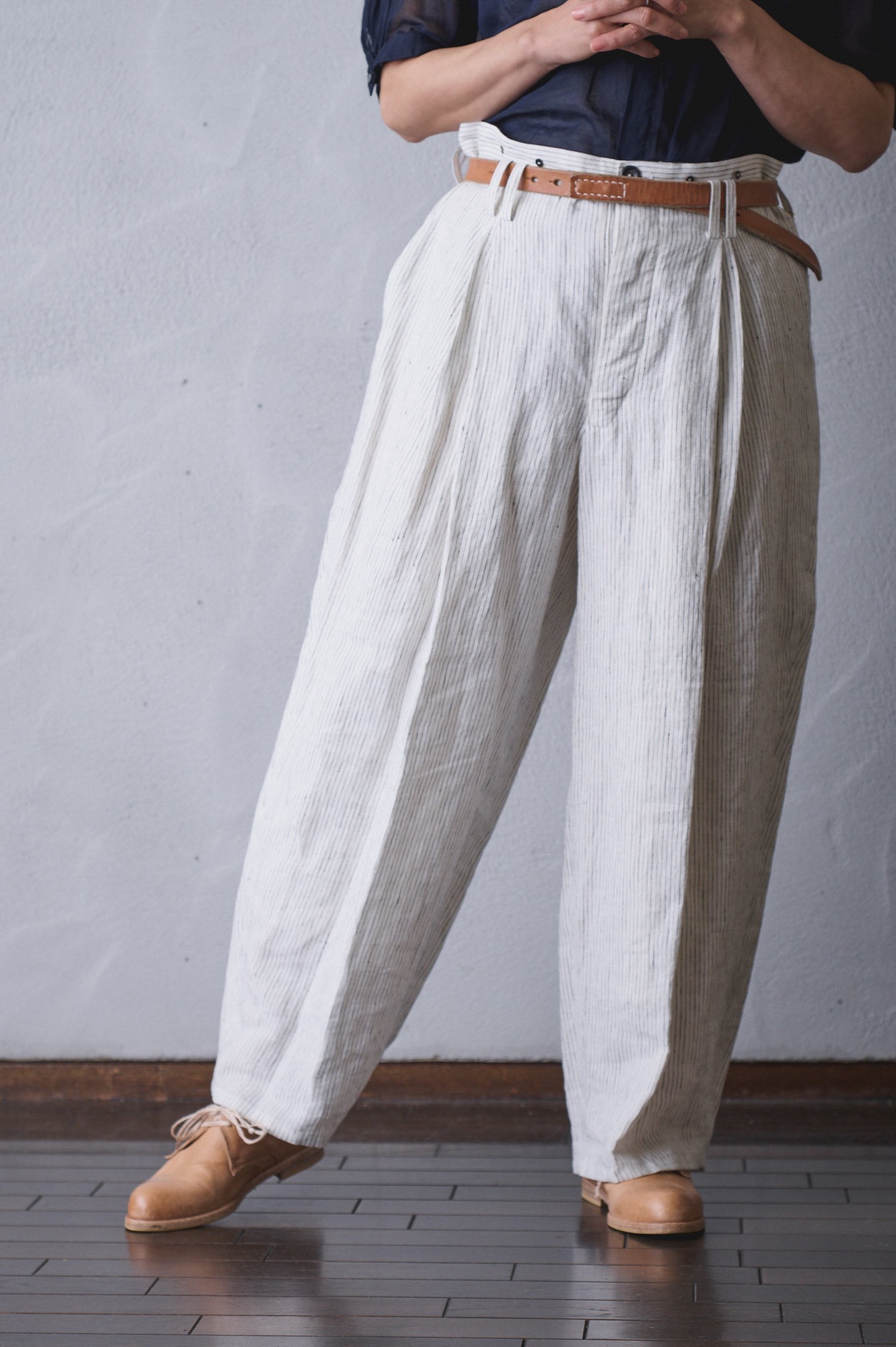 3年保証 即日出荷 スズキタカユキ wide legged pantsⅡ[nude stripe