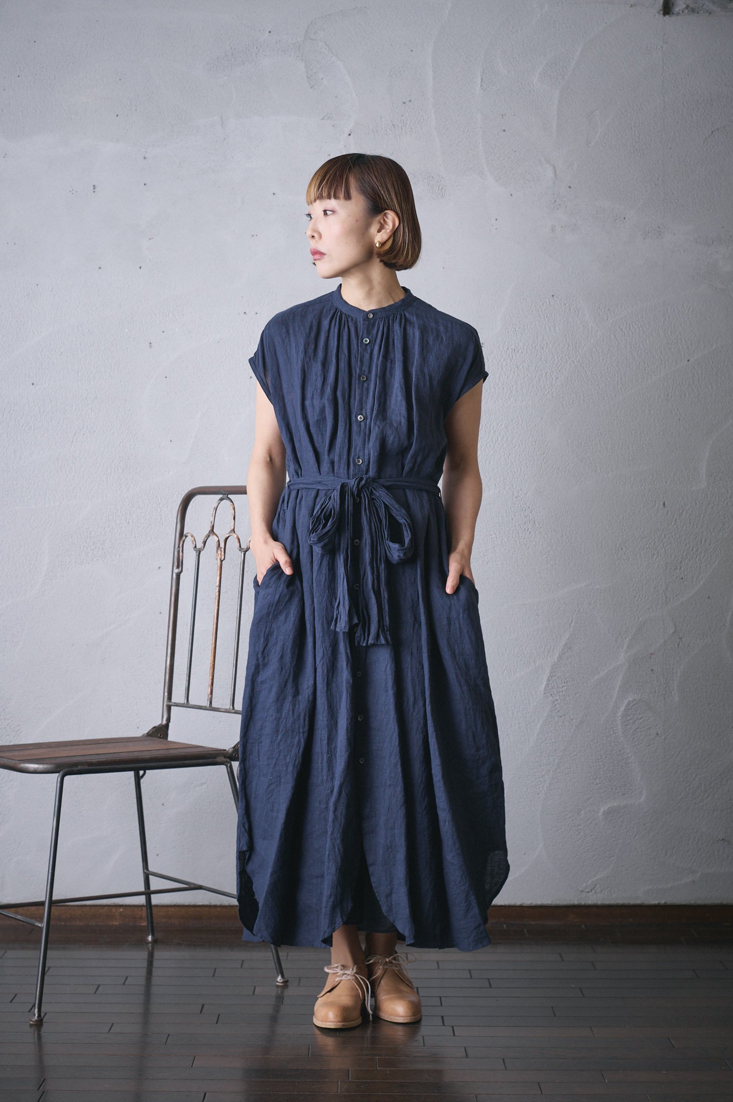 suzuki takayuki sleeveless shirt dress（S221-21） - poooL (online
