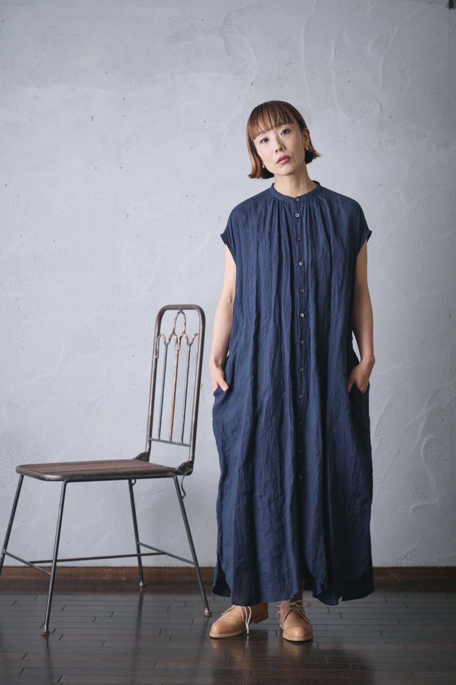 suzuki takayuki sleeveless shirt dress（S221-21） - poooL (online 