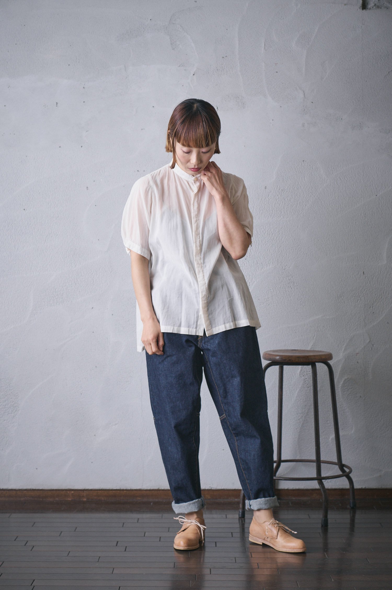 suzuki takayuki organdy shirt（2color S221-15） - poooL (online shop)