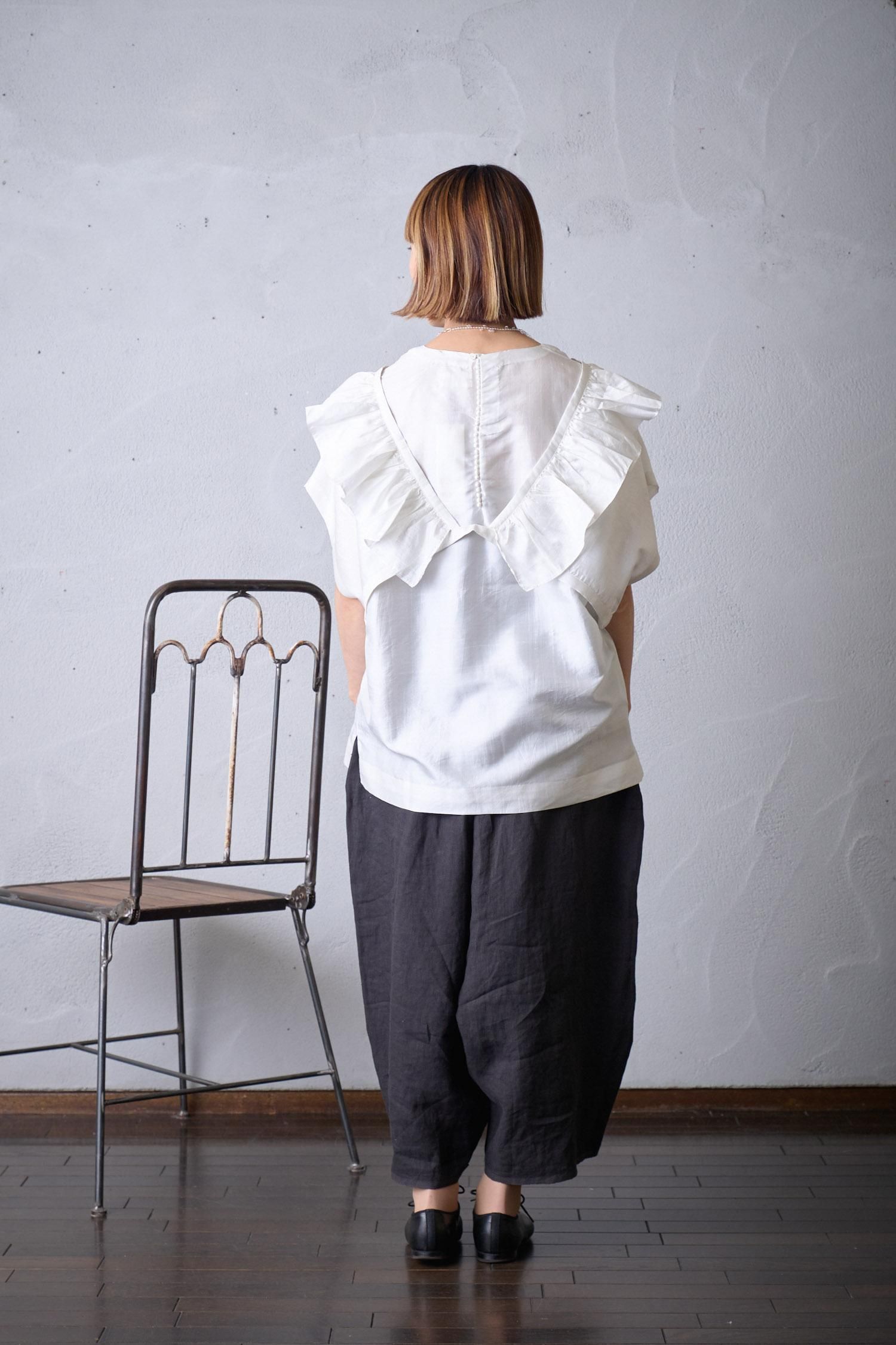 トップス BUNON Silk Back button blouse & gilet BUNON ブノン 22SS SILK BACK BUTTON BLOUSE & GILET シルク