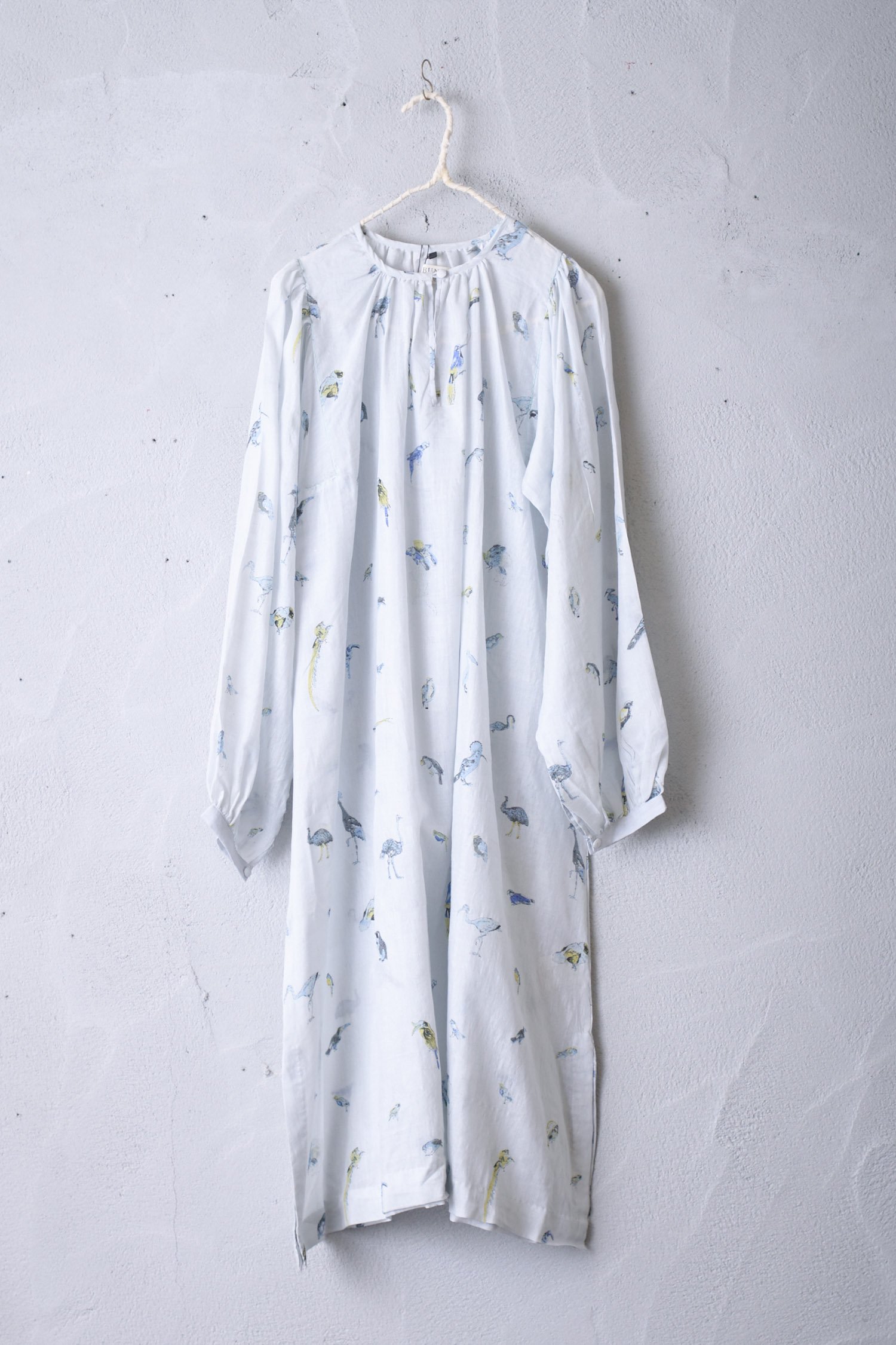 Cotton × Silk Birds gather dress - poooL (online shop)