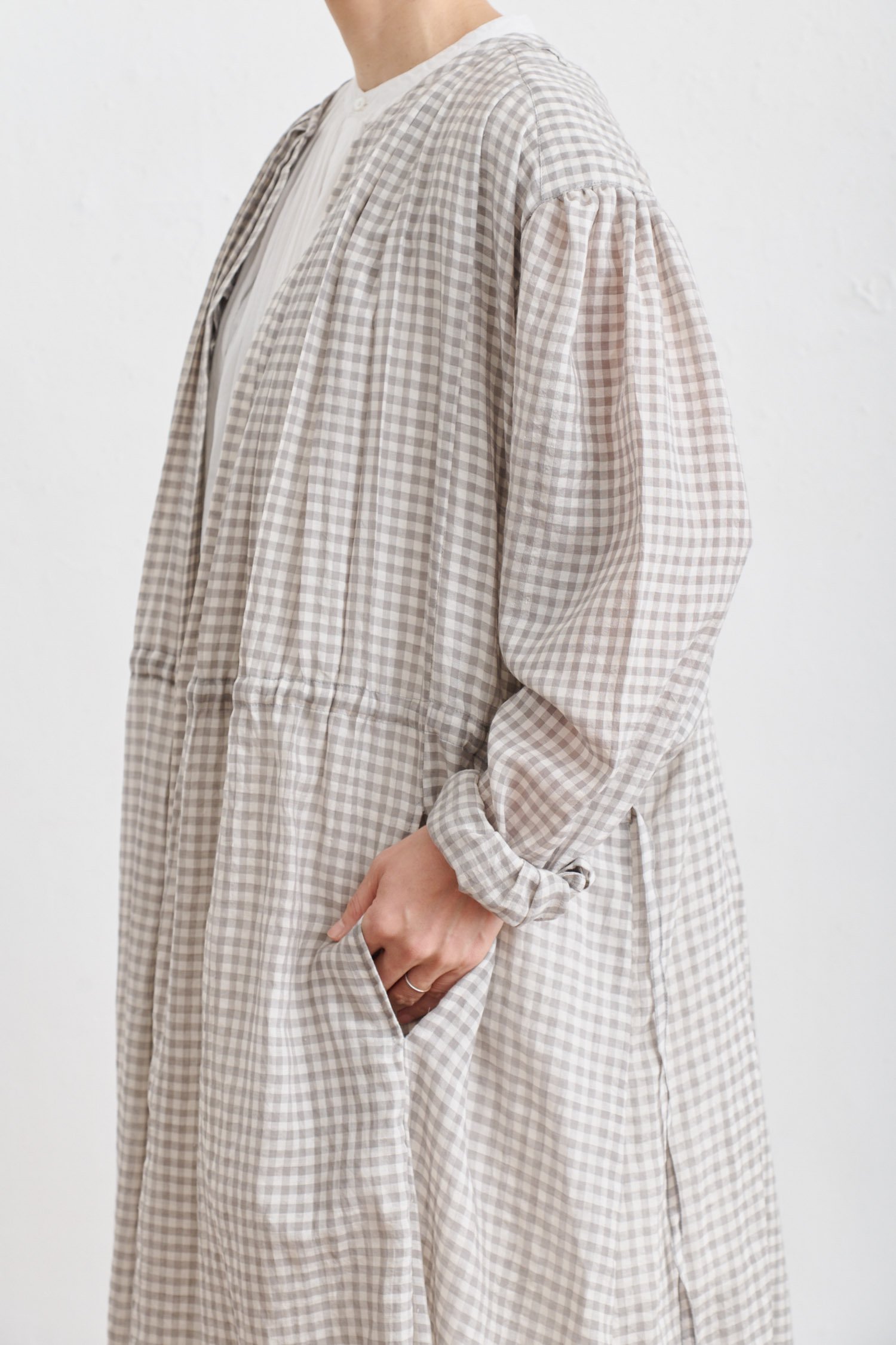 Cotton × Silk Gather tuck dress - poooL (online shop)