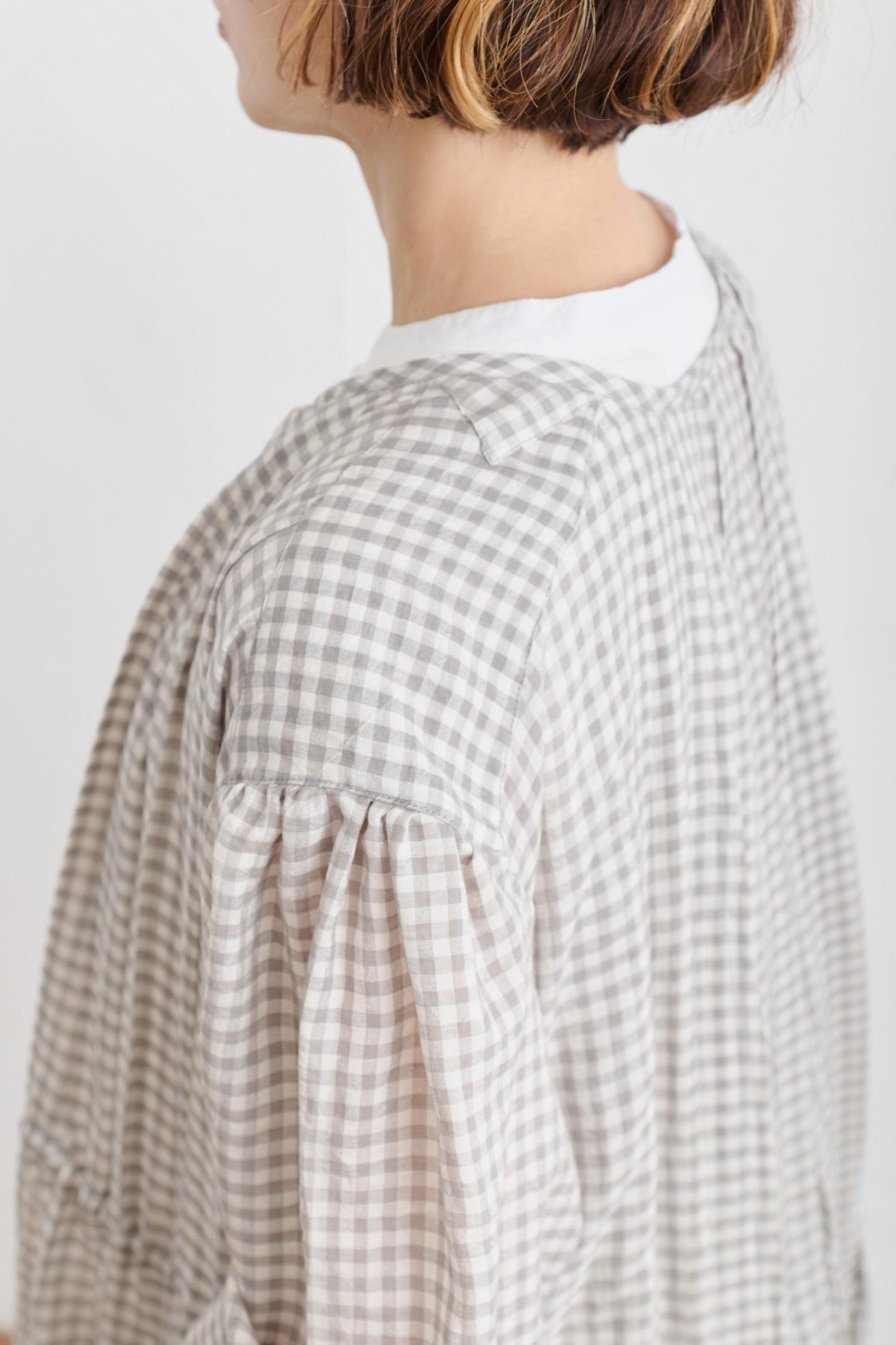 Cotton × Silk Gather tuck dress - poooL (online shop)
