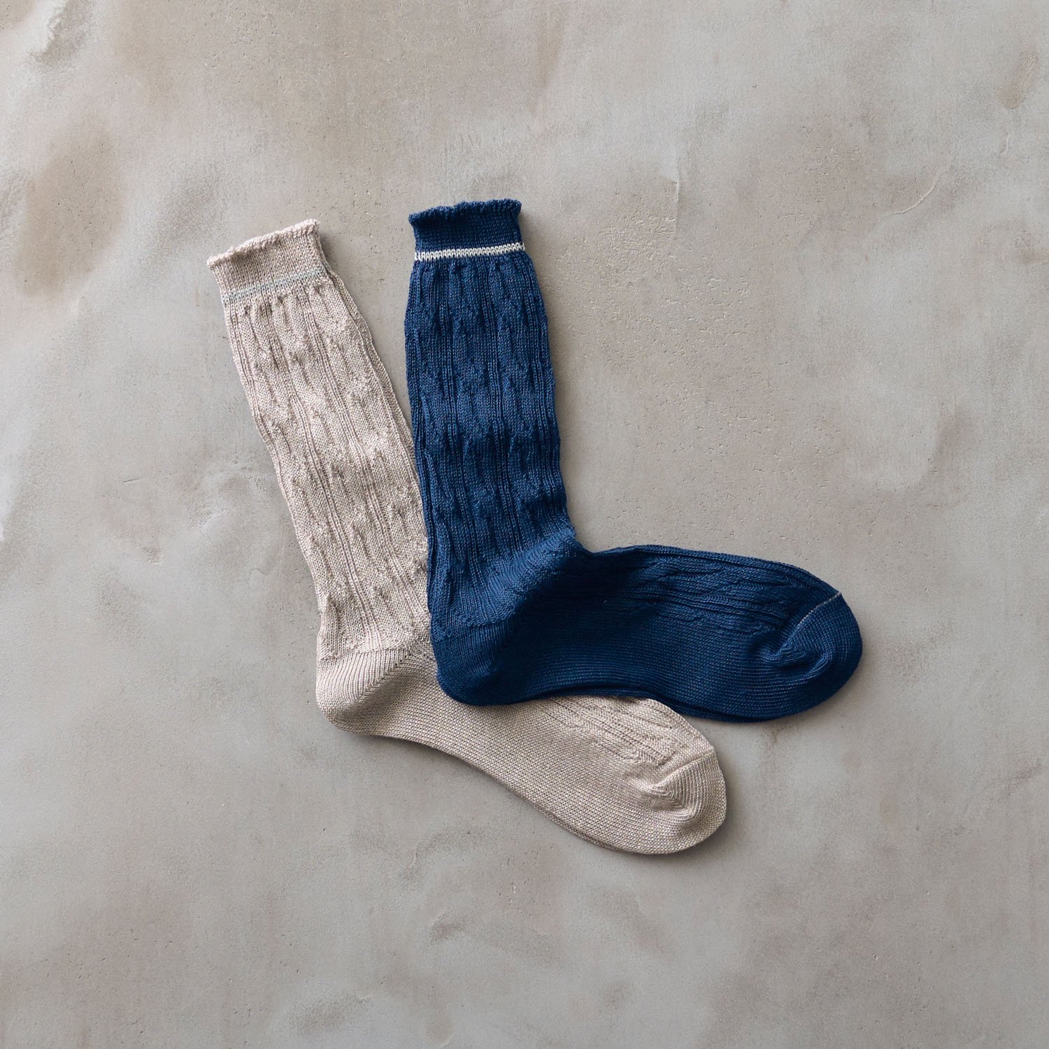 suzuki takayuki linen socks（2color S225-03） - poooL (online shop)