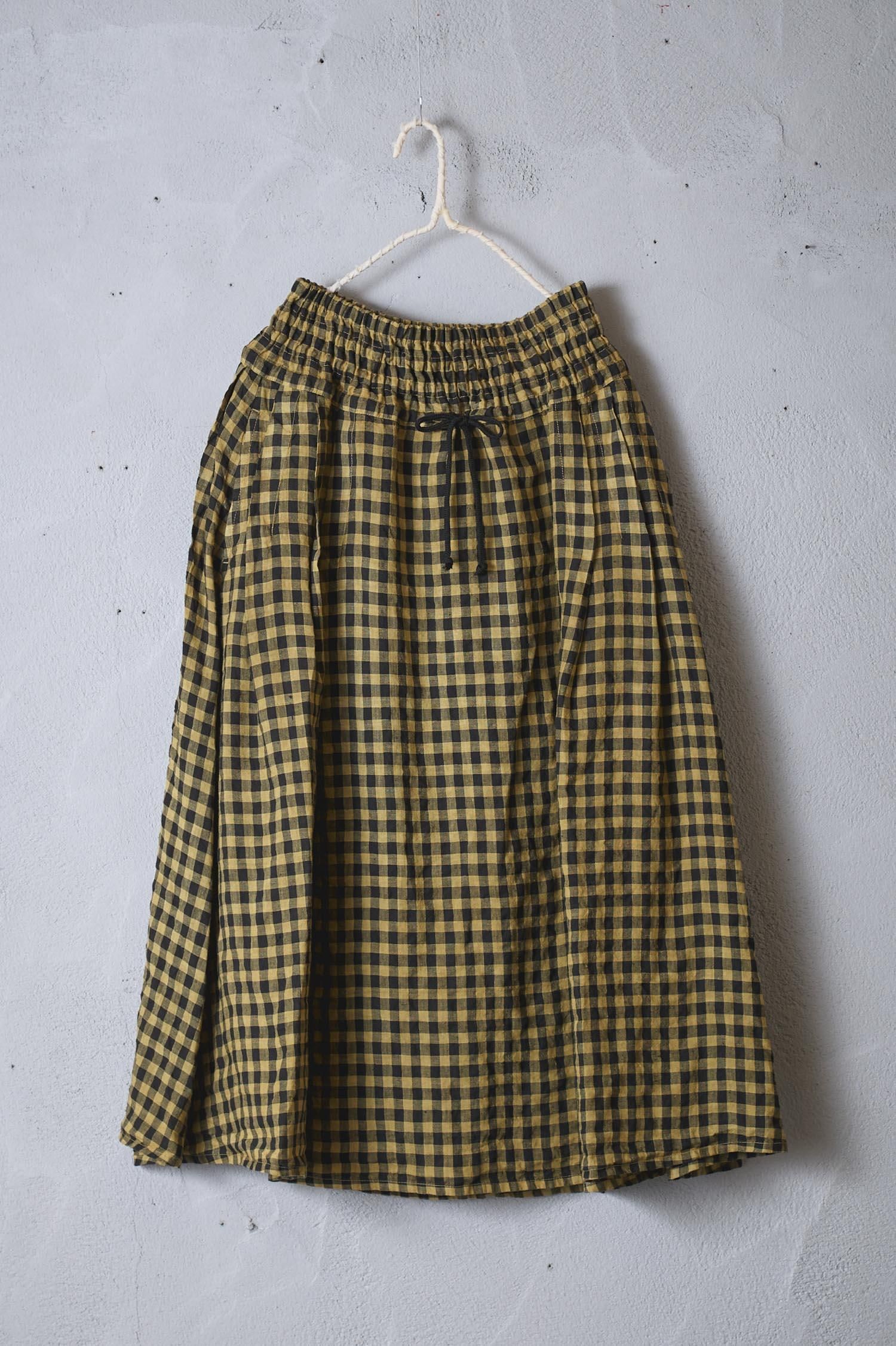 FACTORY(ファクトリー) 麻ギンガムチェックタックギャザー