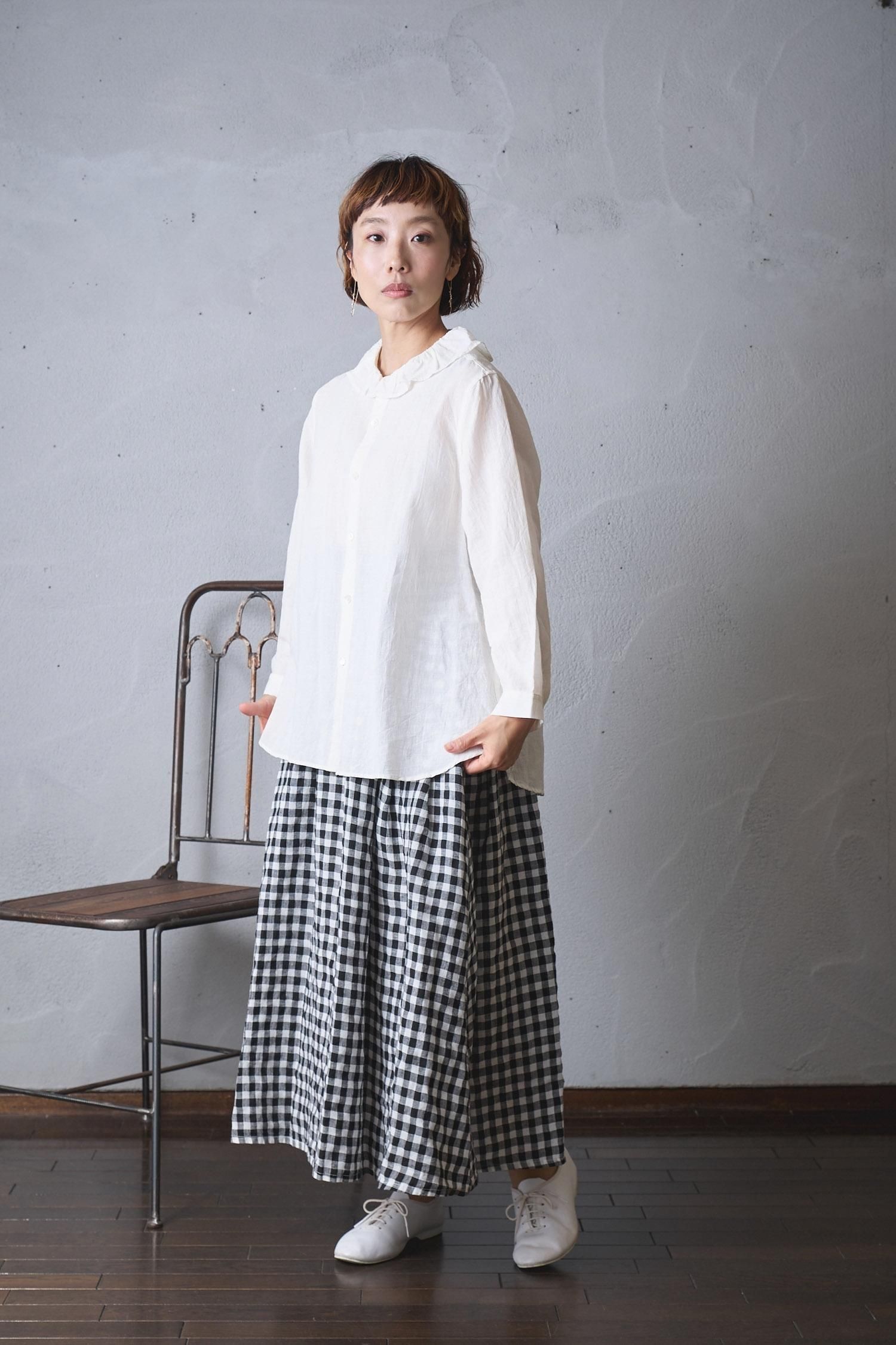 [Vlas Blomme]Medium Linen フリル衿シャツ Soft Linen フリル衿ブラウス | ITEM | Vlas blomme