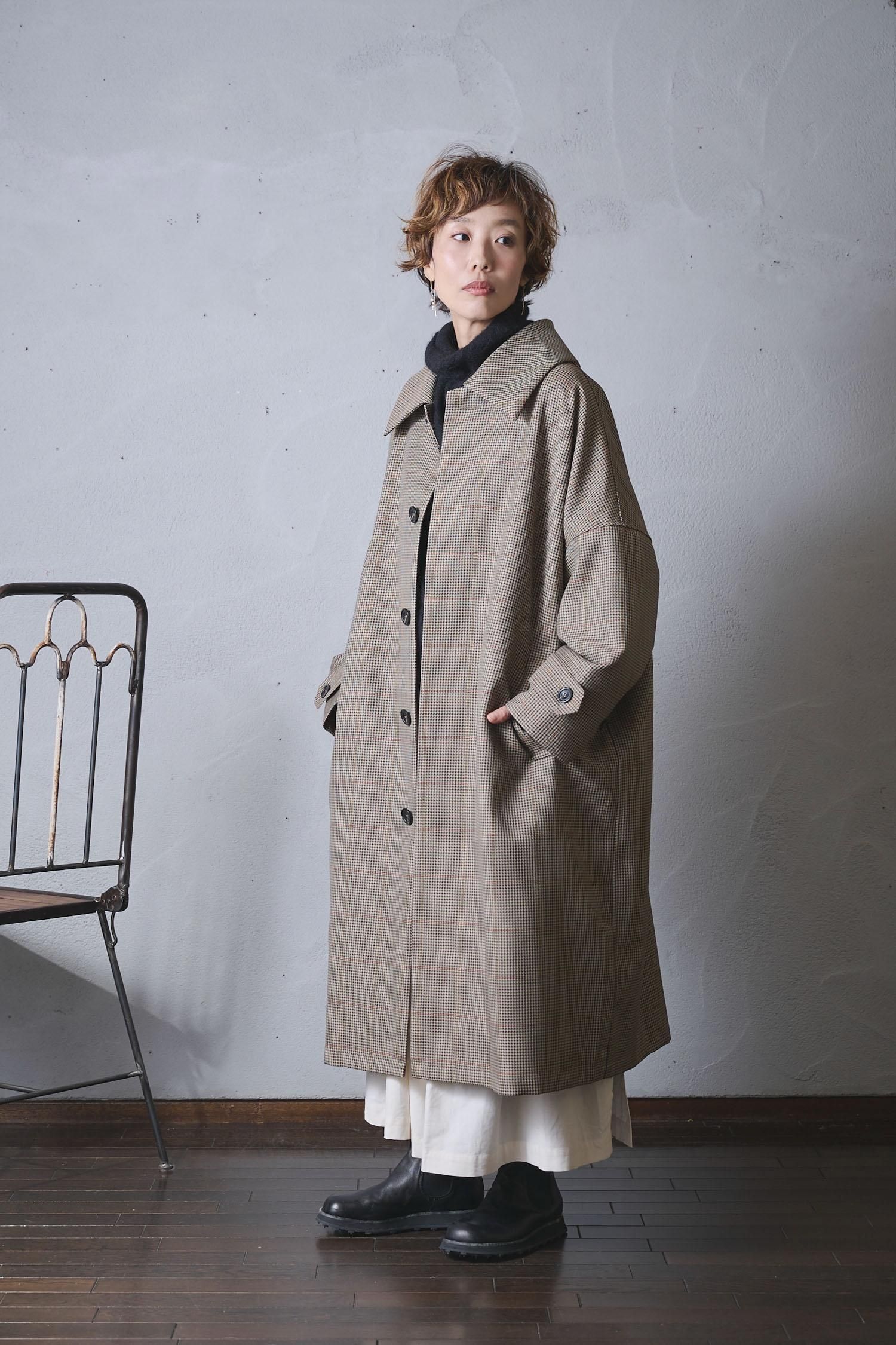 Honnete Glen Check New Round collar coat - poooL (online shop)