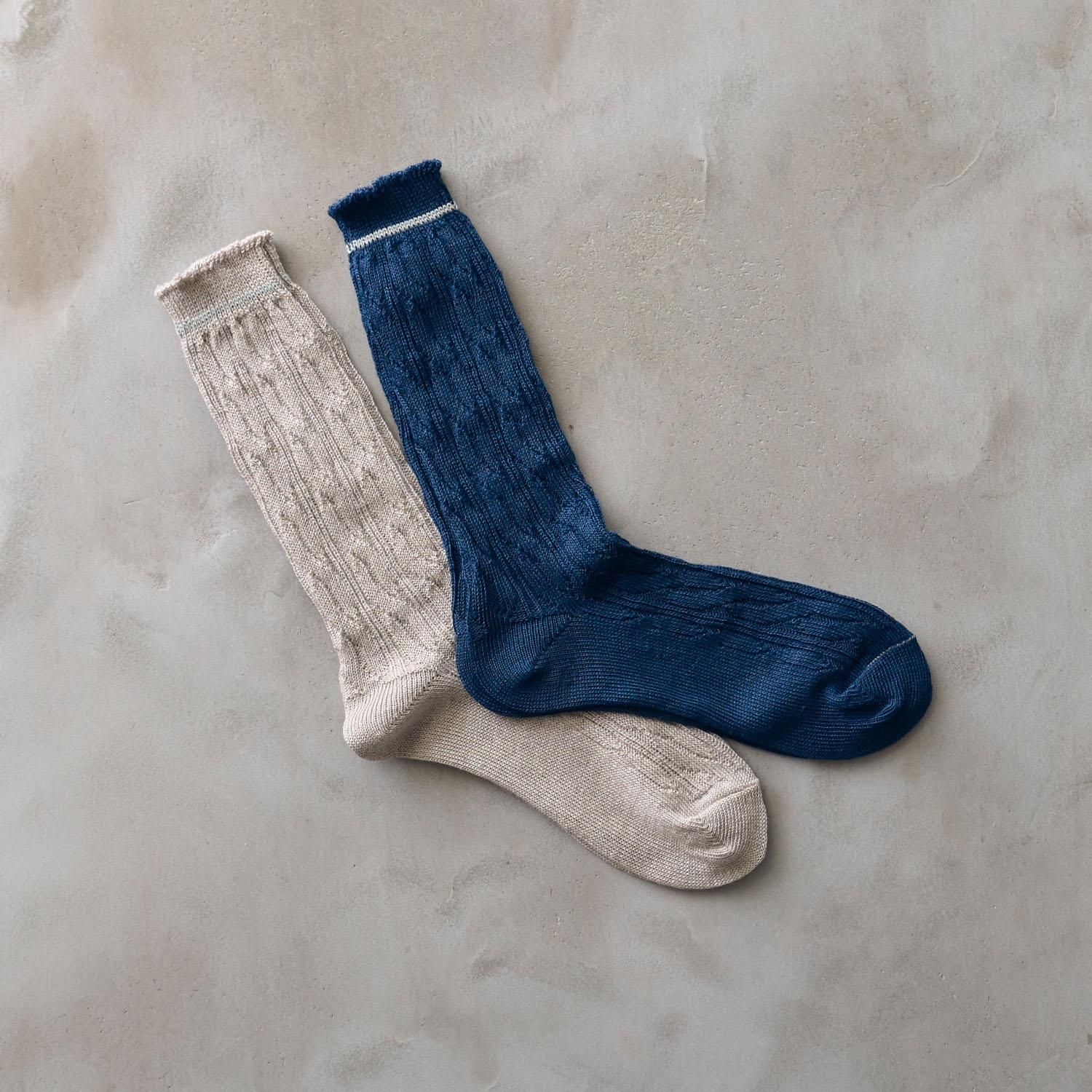 suzuki takayuki linen socks（2color T005-55） - poooL (online shop)