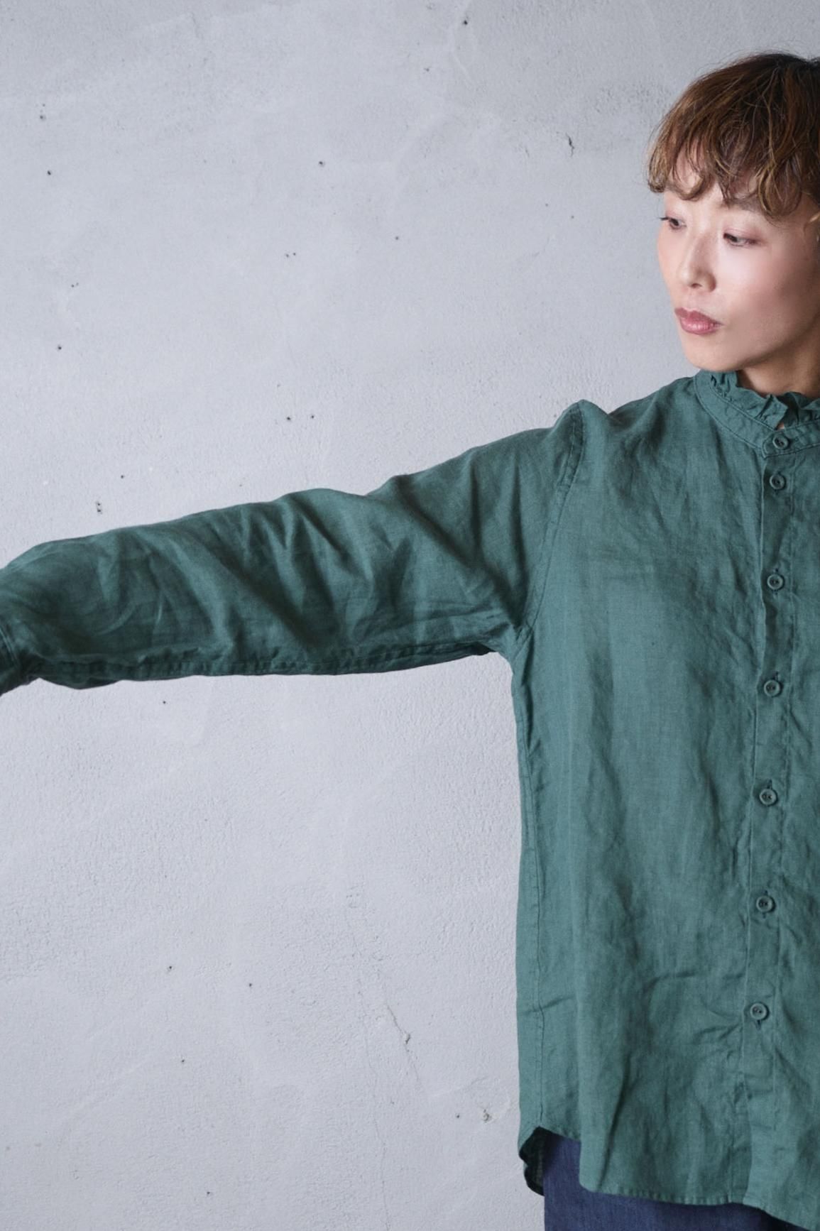 vlas blomme Soft linen フリル衿ブラウス - poooL (online shop)
