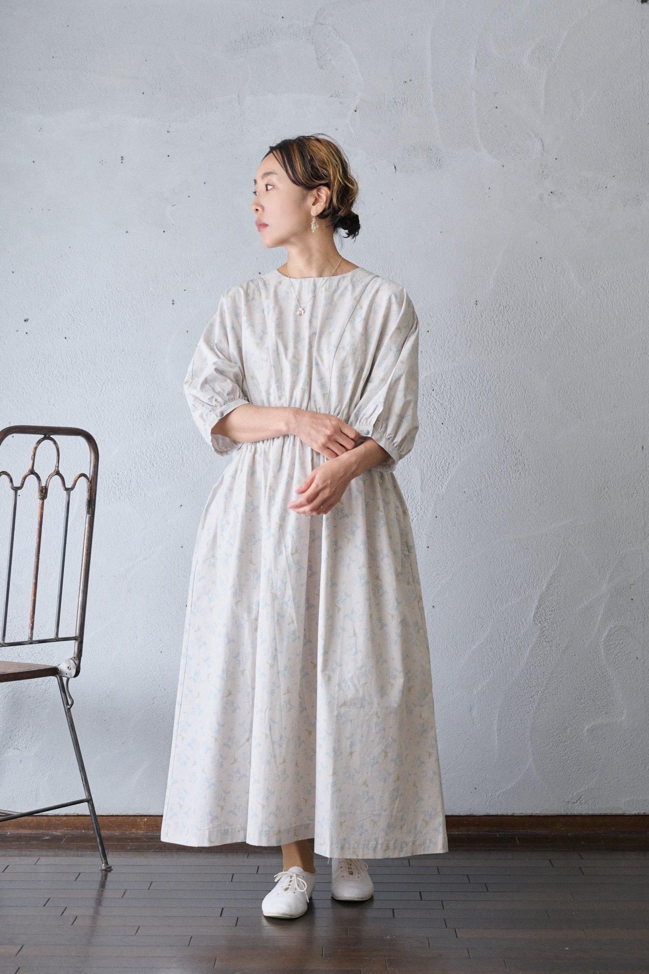 MAGALI コットンリネン・エルブソヴァージュ・ワンピース- poooL