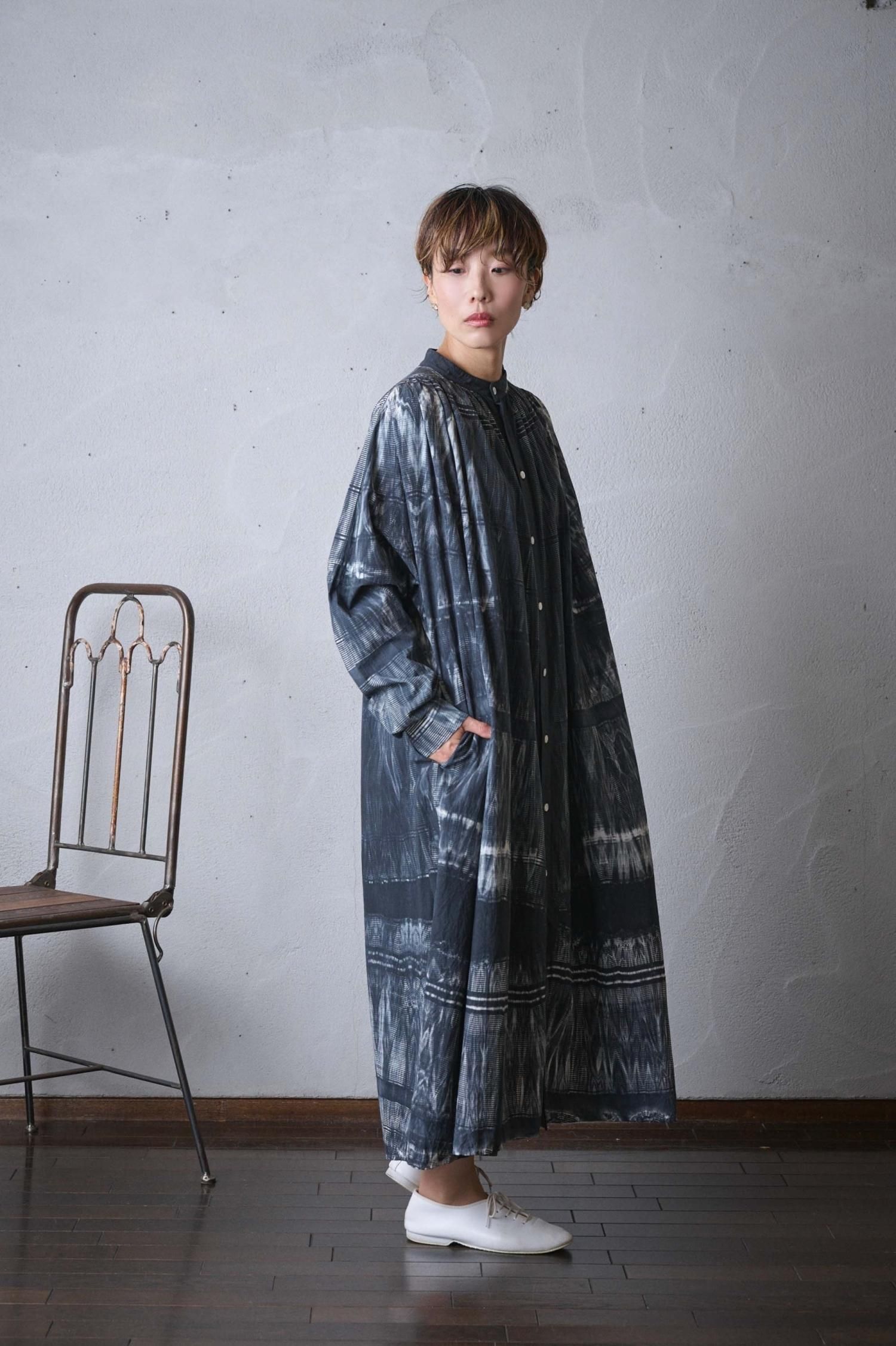 FACTORY 綿 強撚近江晒 板染め ギャザーロングOP- poooL (online