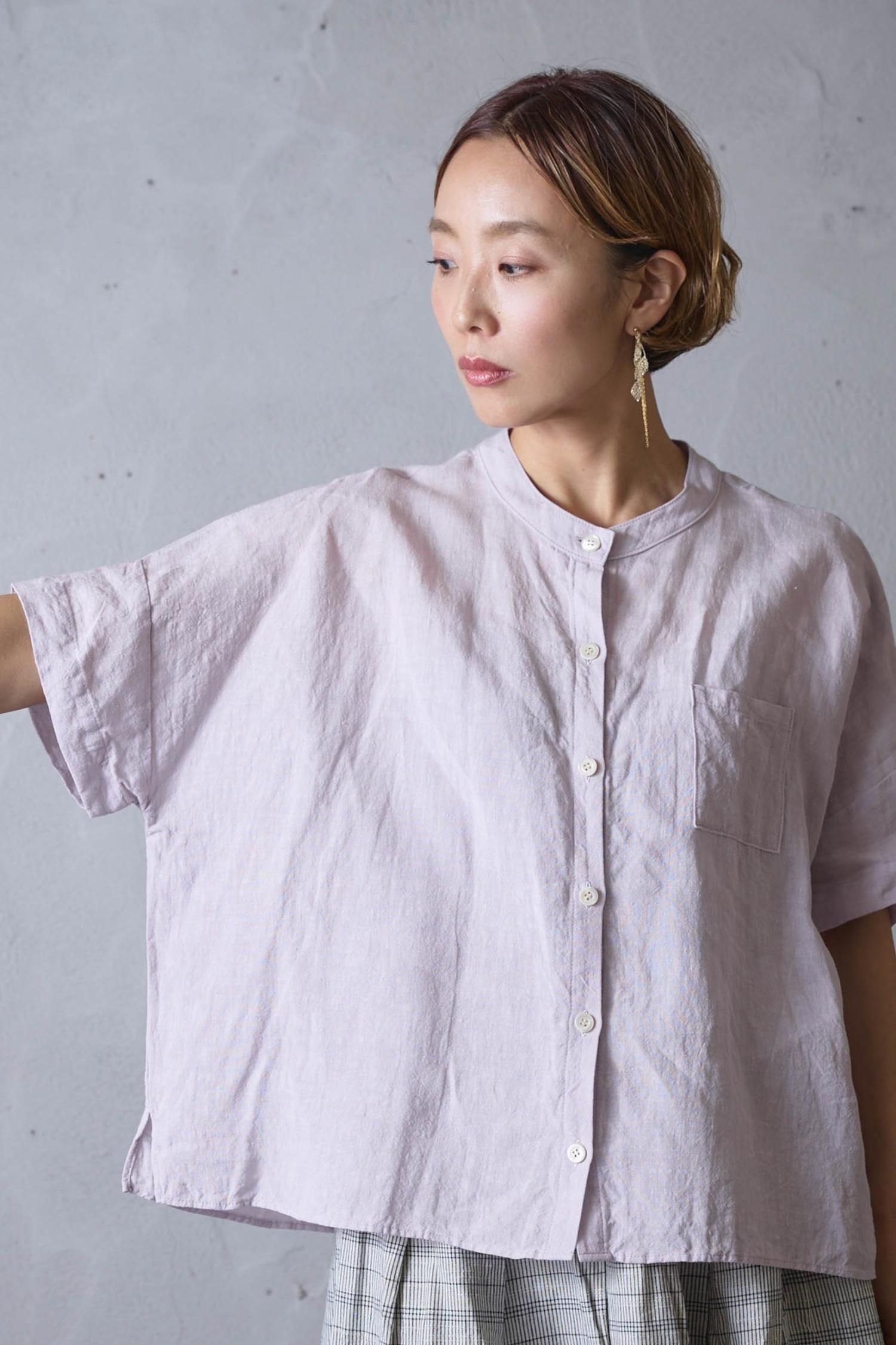 ヤンマ産業　リネン　スタンドカラーシャツ　半袖 再入荷】YAMMA ヤンマ リネンスタンドカラーシャツ 半袖 LSC-SH