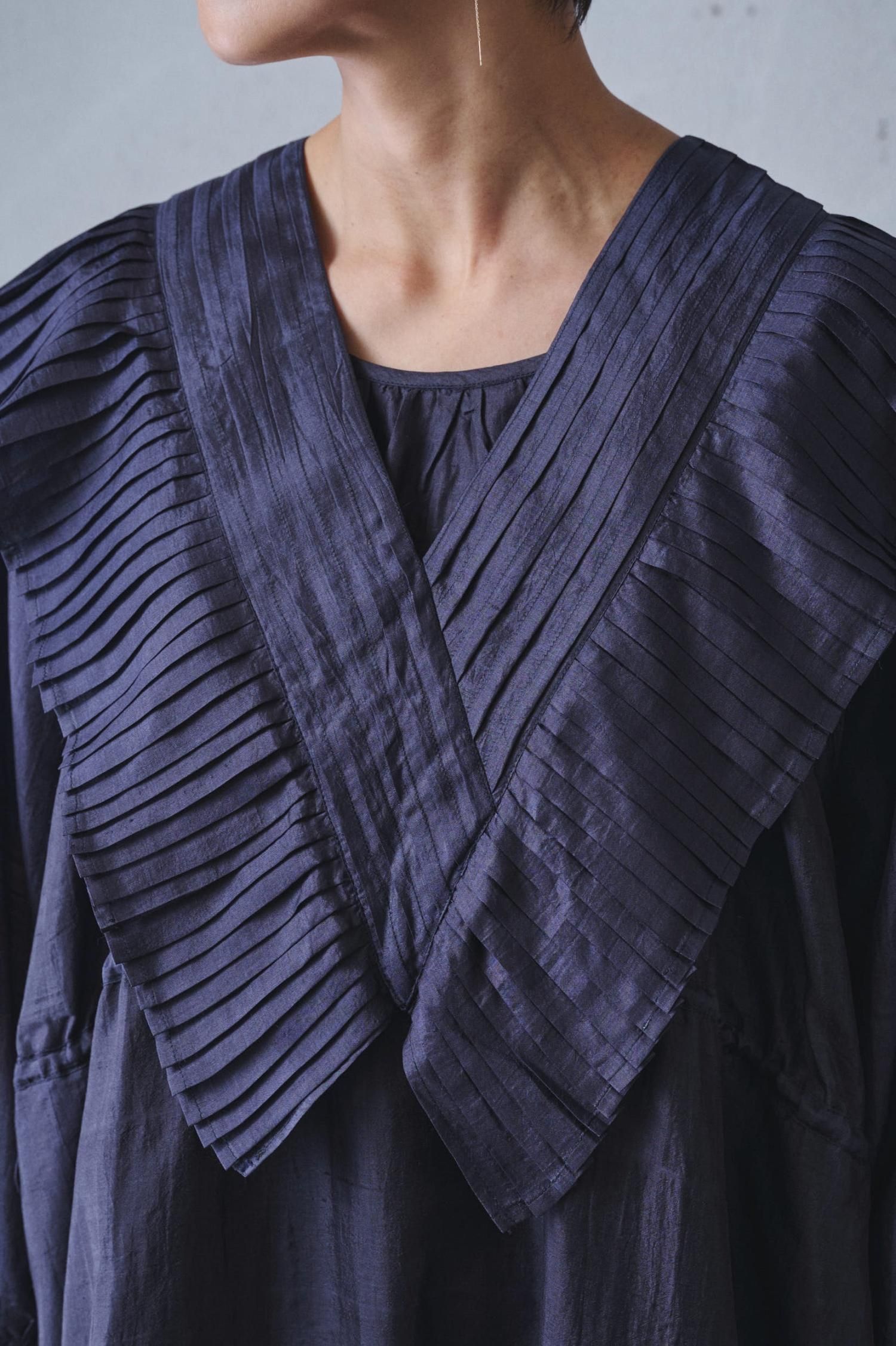 BUNON Khadi silk Tuck raffle collar（3color） - poooL
