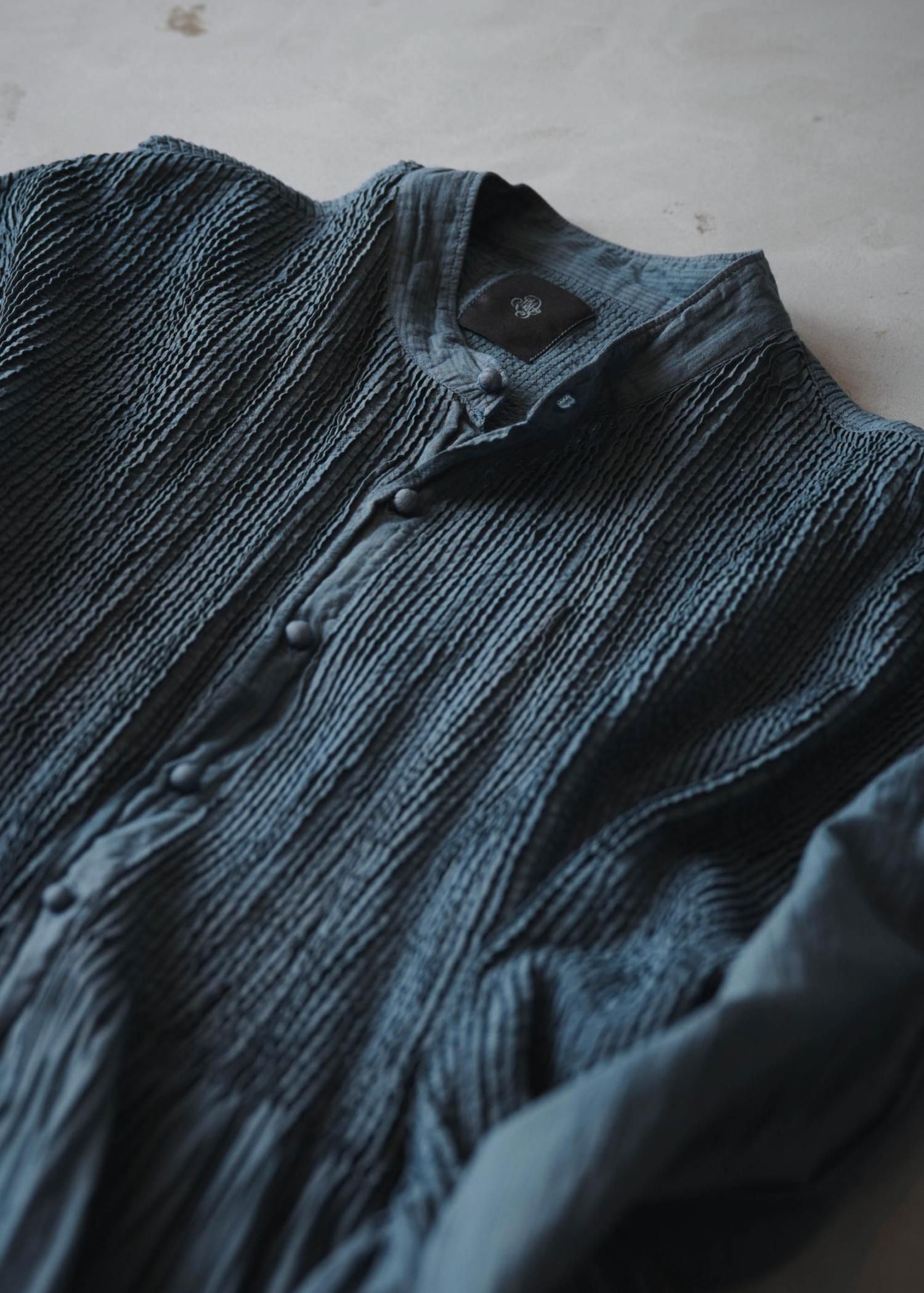 maison de soil 80'S Organic voile stripe Band shirt dress