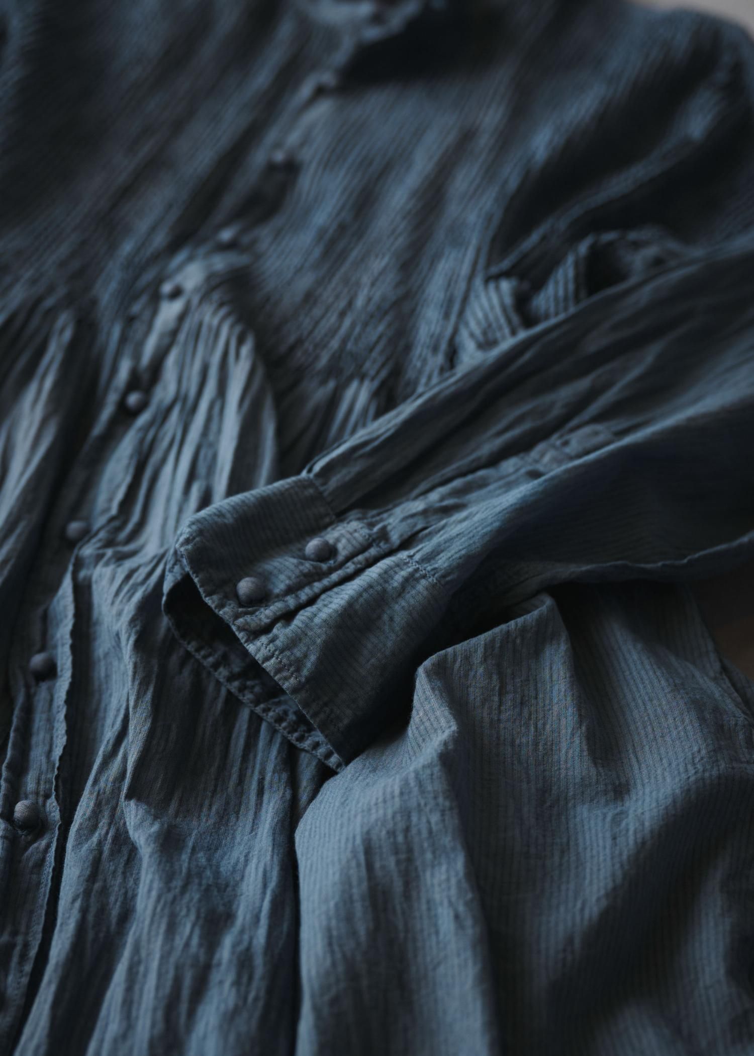 maison de soil 80'S Organic voile stripe Band shirt dress