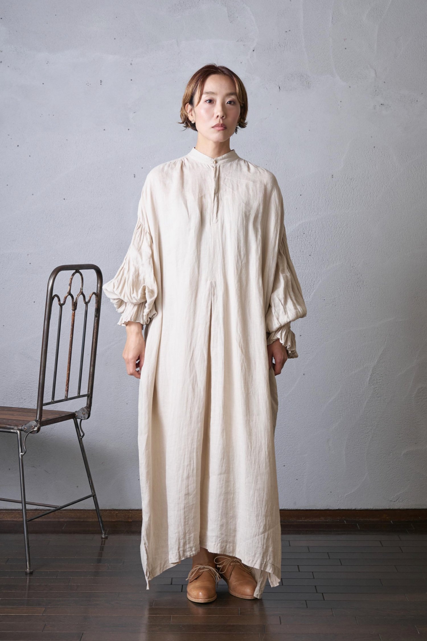 suzuki takayuki puff-sleeve dress（2color S231-24） - poooL (online shop)