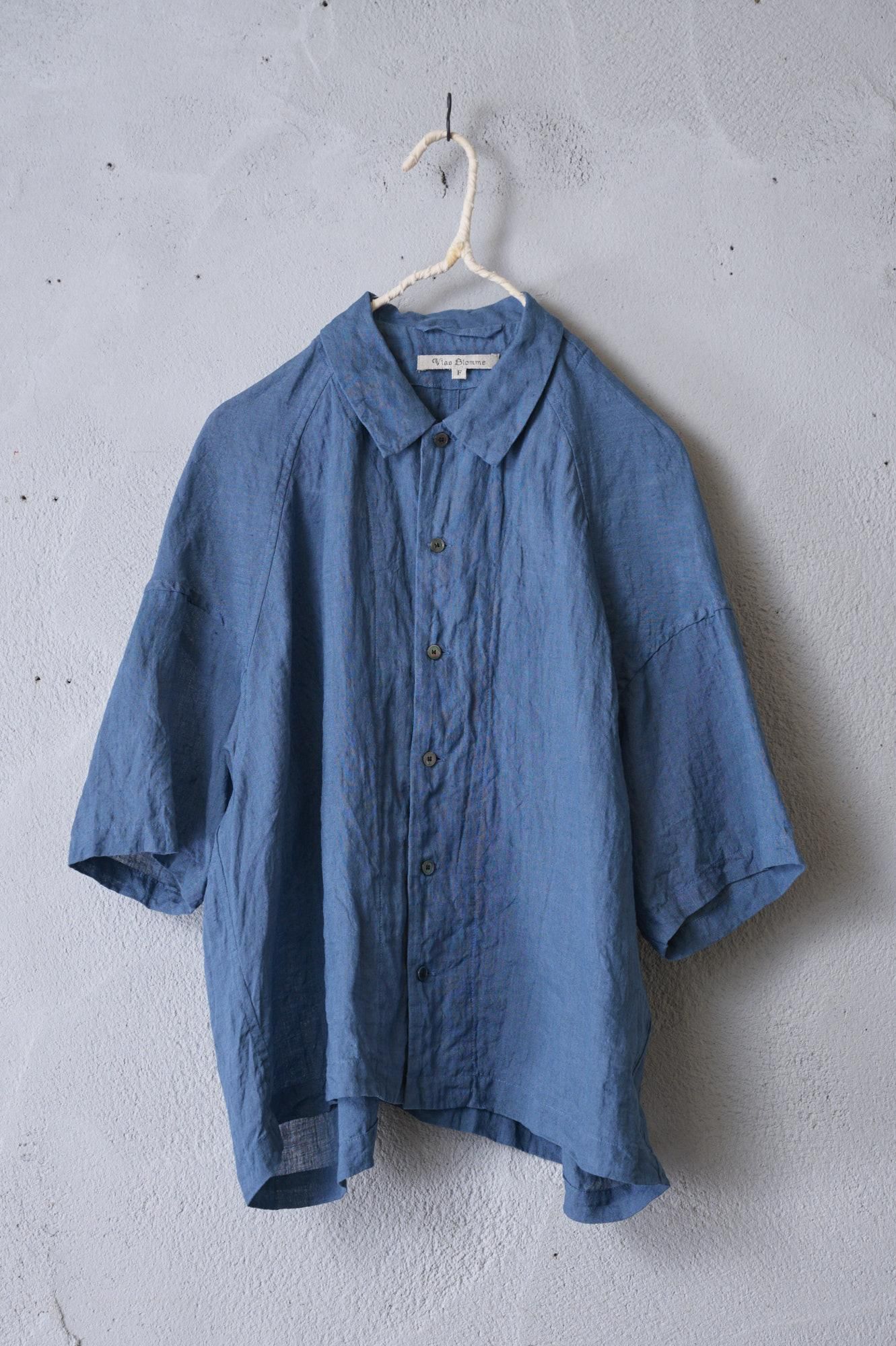 vlas blomme Washed 80/1 Linen ケープブラウス- poooL (online