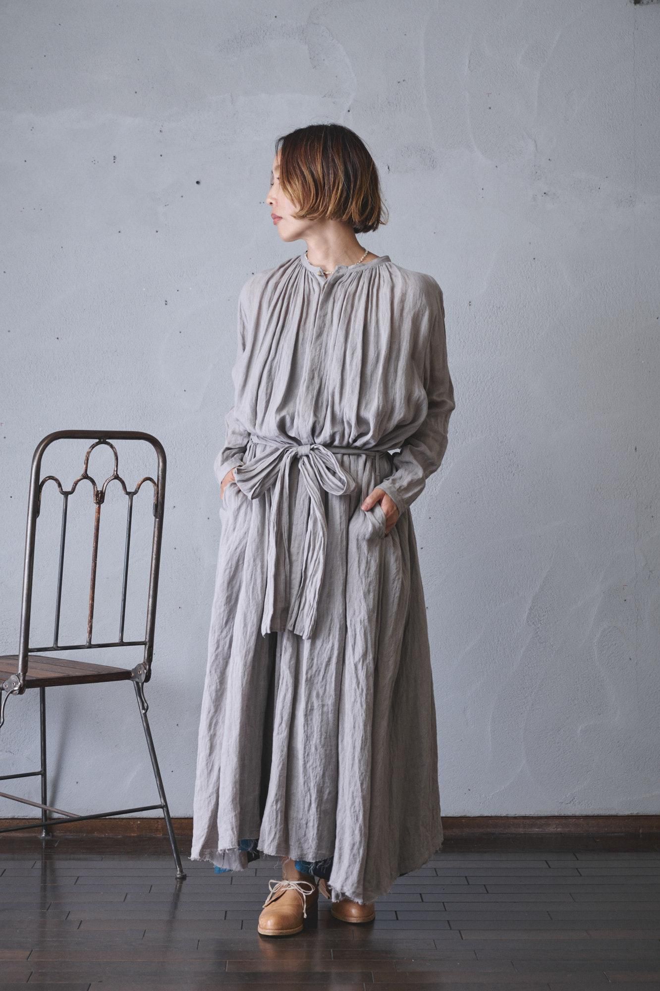 Kazuko Kitamura take off テイクオフ 麻 毛 ワンピース suzuki takayuki flared dress（A241-19） - poooL (online shop)