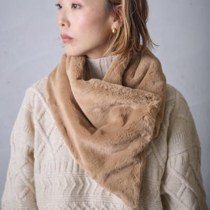 Honnete Wide Stole Washed Wool（Gingham Check） - poooL (online shop)