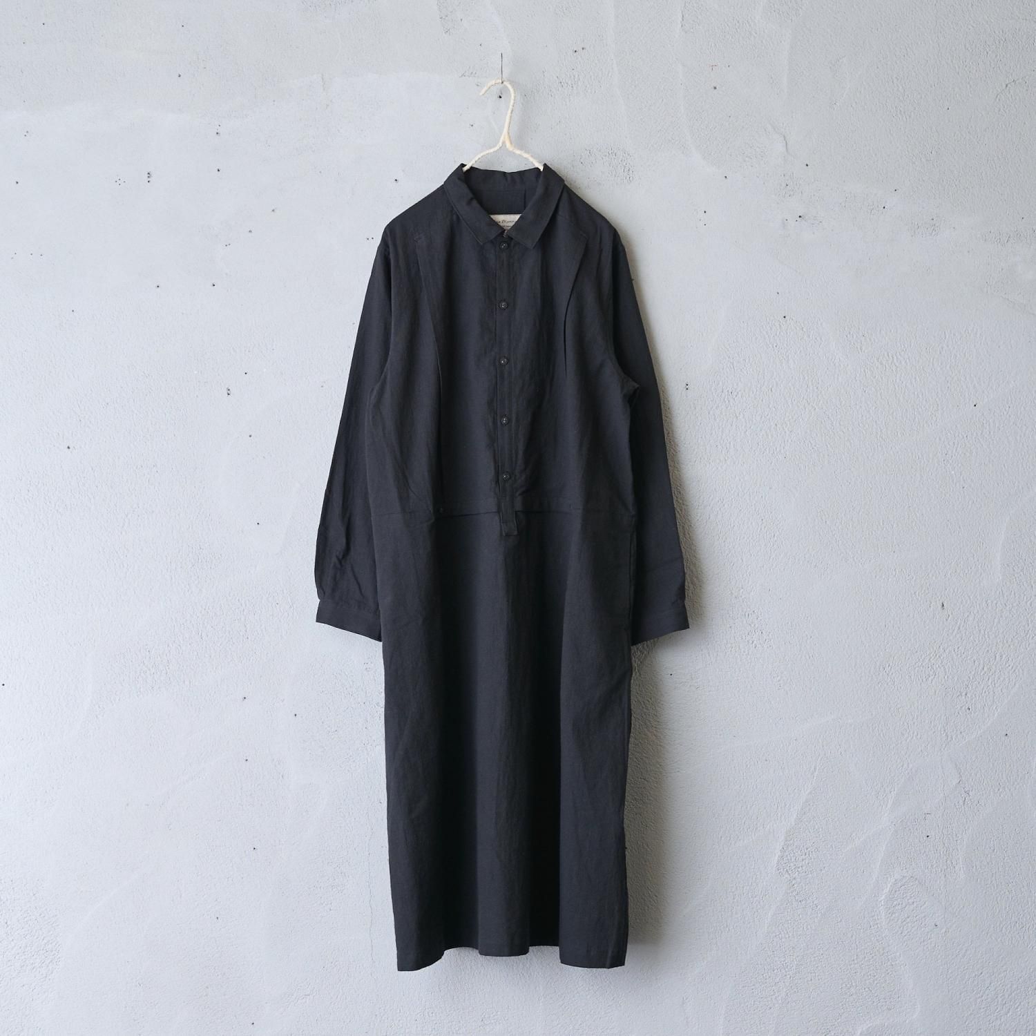 vlas blomme Medium linen cotton ビブワンピース（2color