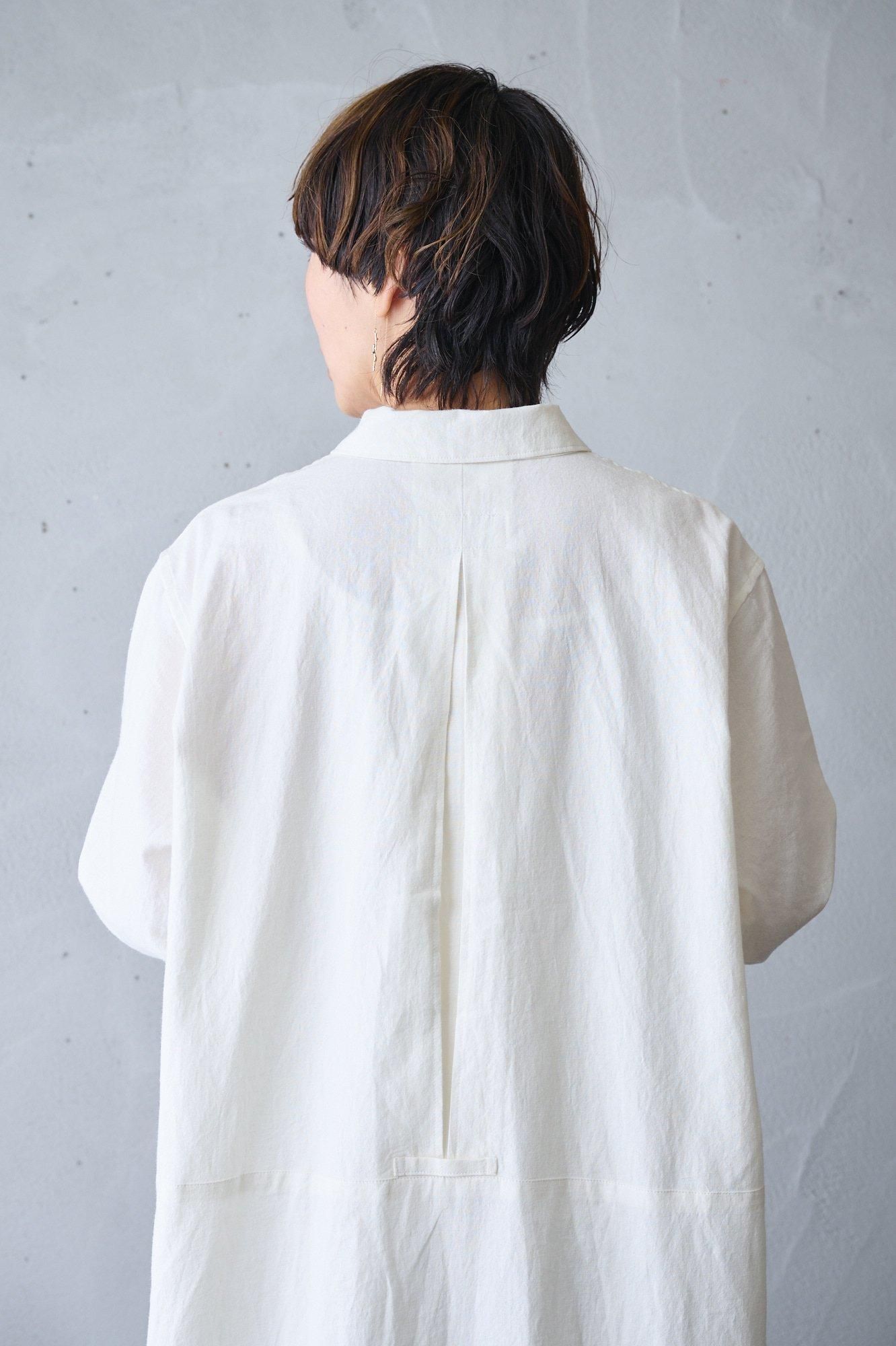 vlas blomme Medium linen cotton ビブワンピース（2color