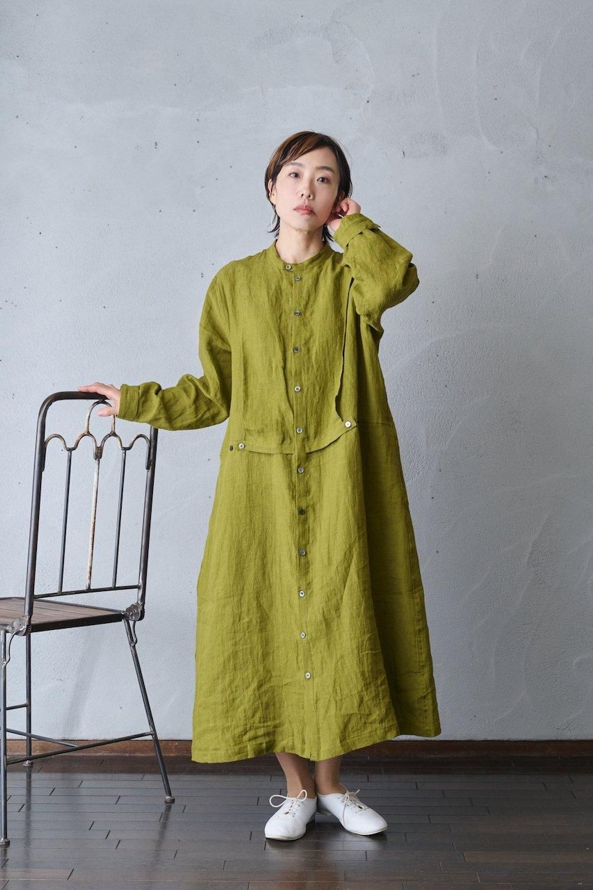 新品　ヴラスブラム　前あきワンピース vlas blomme Soft linen 前開きビブワンピース - poooL (online