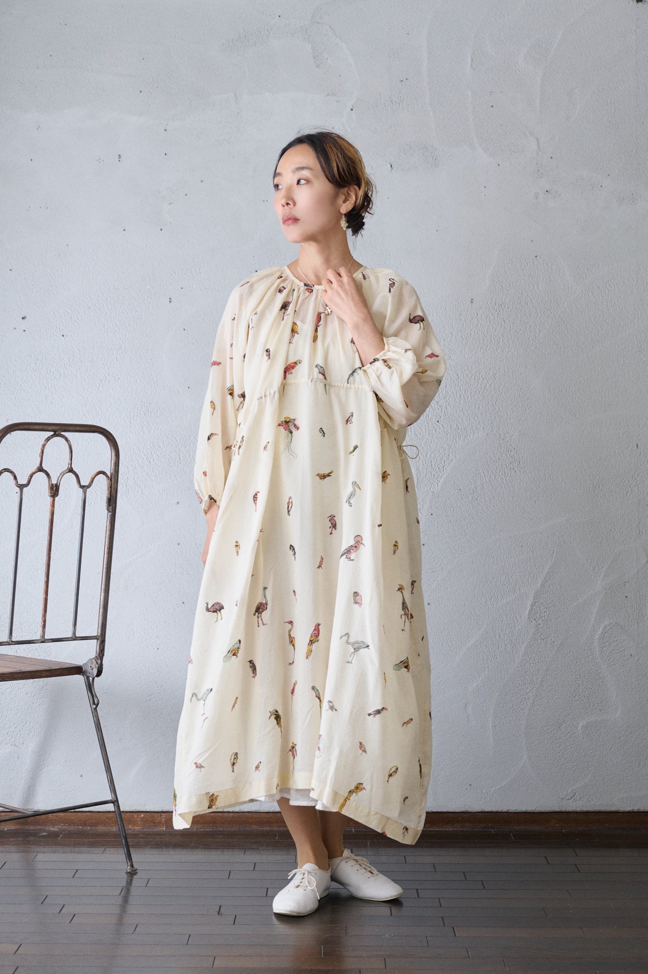 BUNON Birds back button dress - poooL (online shop)