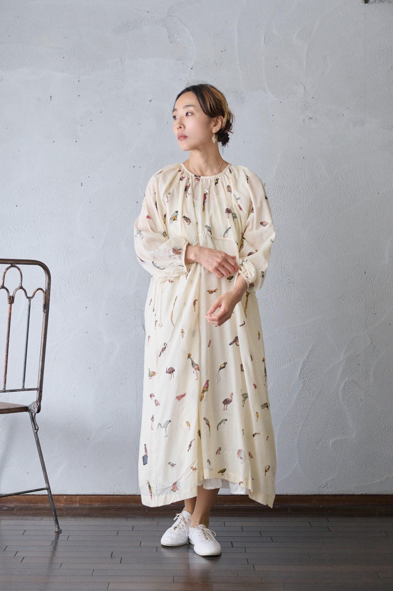 BUNON Birds back button dress - poooL (online shop)