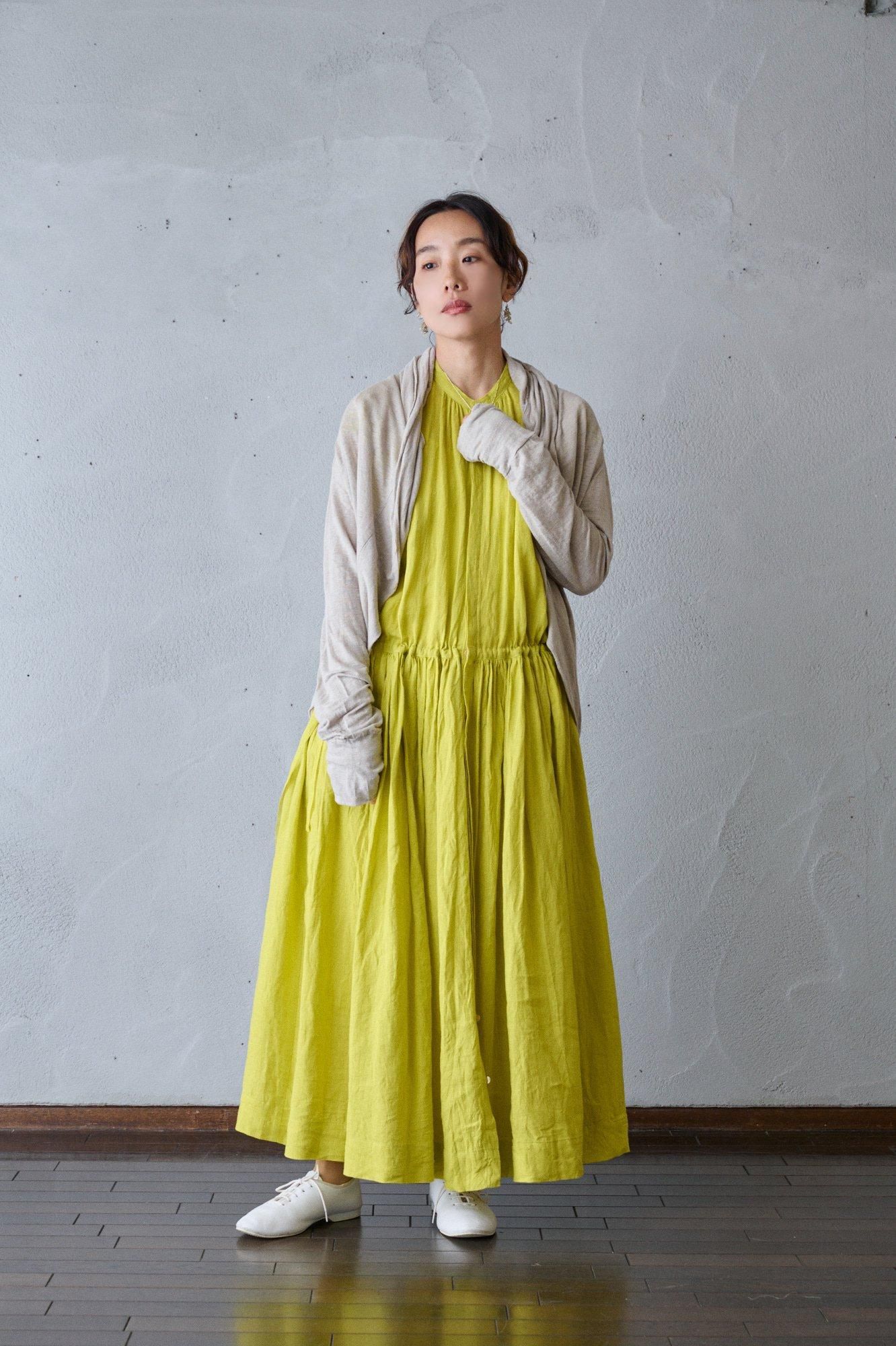 vlas blomme Tight tension linen 天竺 ボレロカーディガン