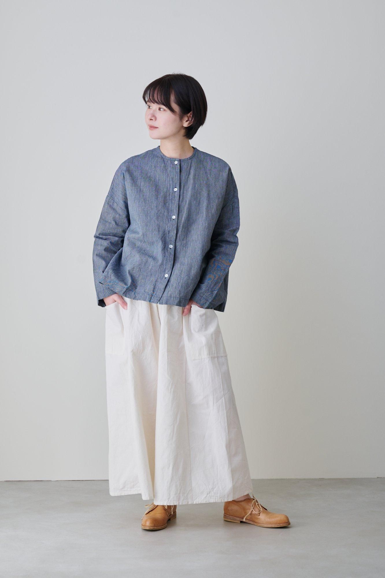 ＊新品＊ YAMMA会津木綿　スタンドカラーシャツ袖なし プラス丈 ❷スミクロ ヤンマ産業 会津木綿 スタンドカラーシャツ 半袖 スミクロ YAMMA