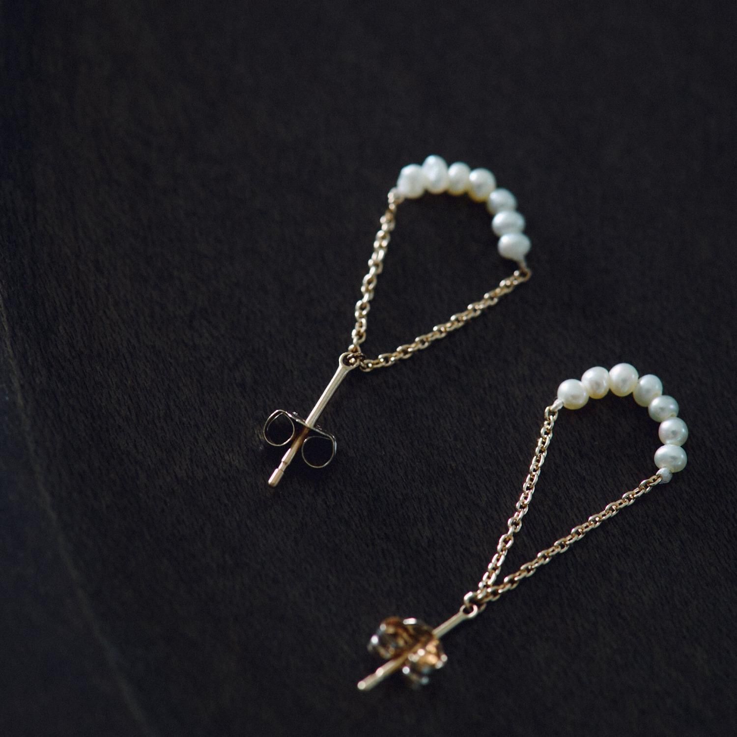 Toile 2 Round Pearl Chain Pierce- poooL (online shop)