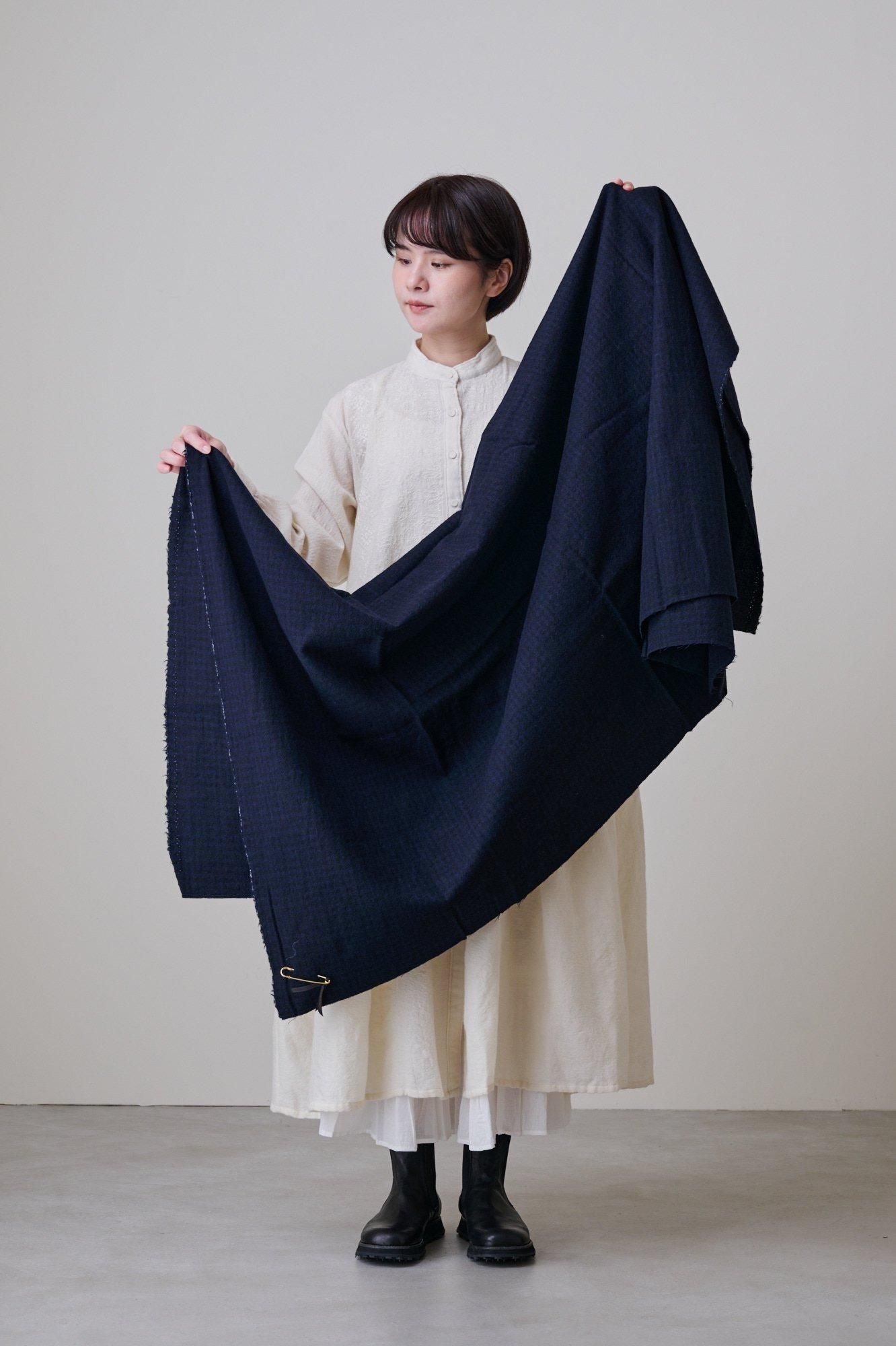 Honnete Wide Stole Washed Wool（Gingham Check） - poooL (online shop)