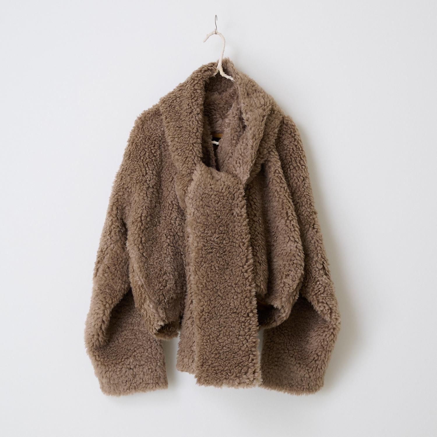 ALWEL Lamb faux fur easy jacket & long scarf - poooL (online