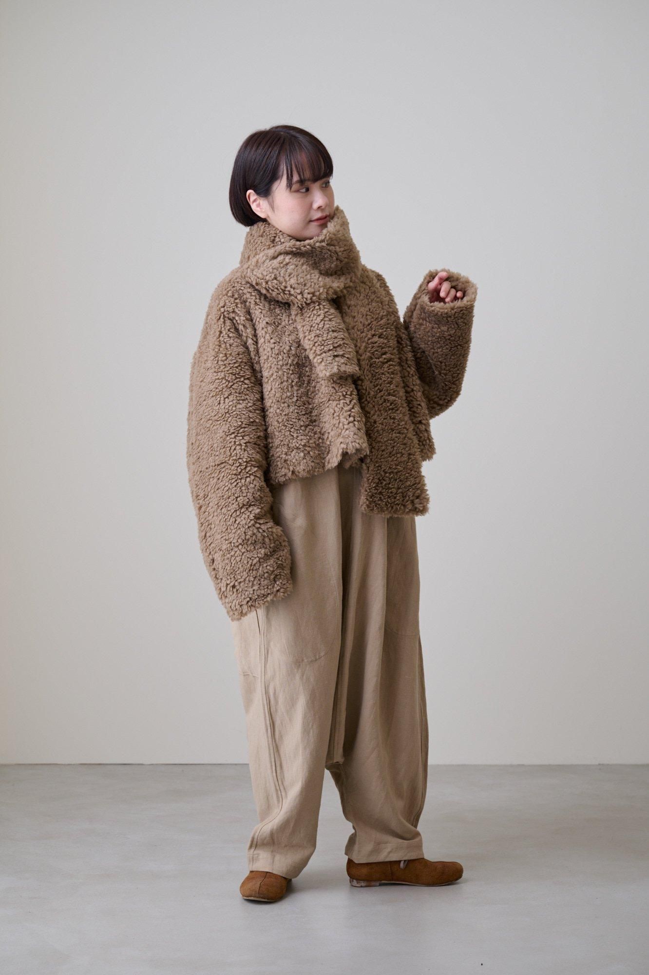 ALWEL Lamb faux fur easy jacket & long scarf - poooL (online