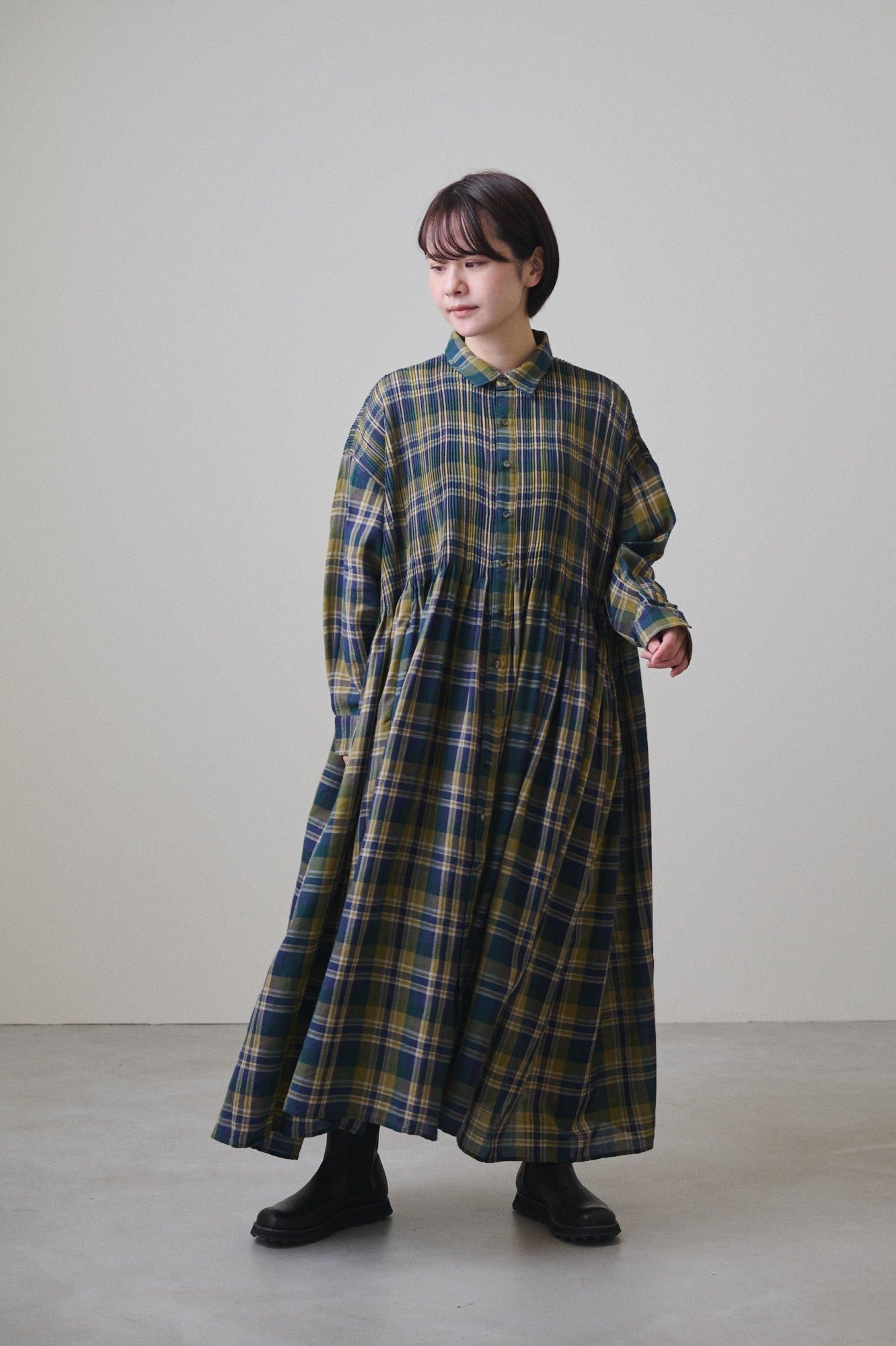 maison de soil Wool cotton twill weave check Regular collar