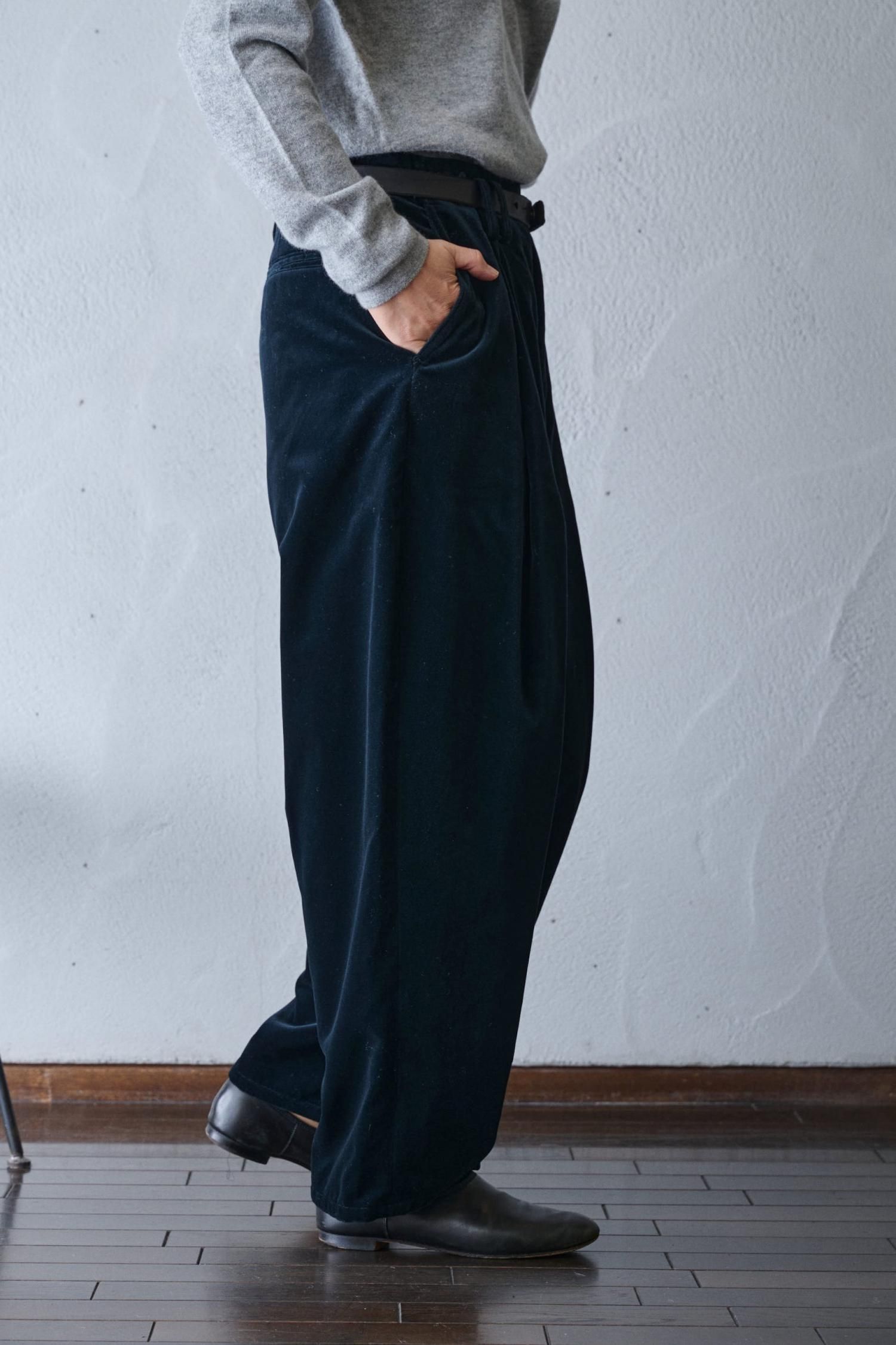 スズキタカユキ　カルソンパンツ　02 黒 suzuki takayuki wide legged pants Ⅱ（A242-20） - poooL (online shop)