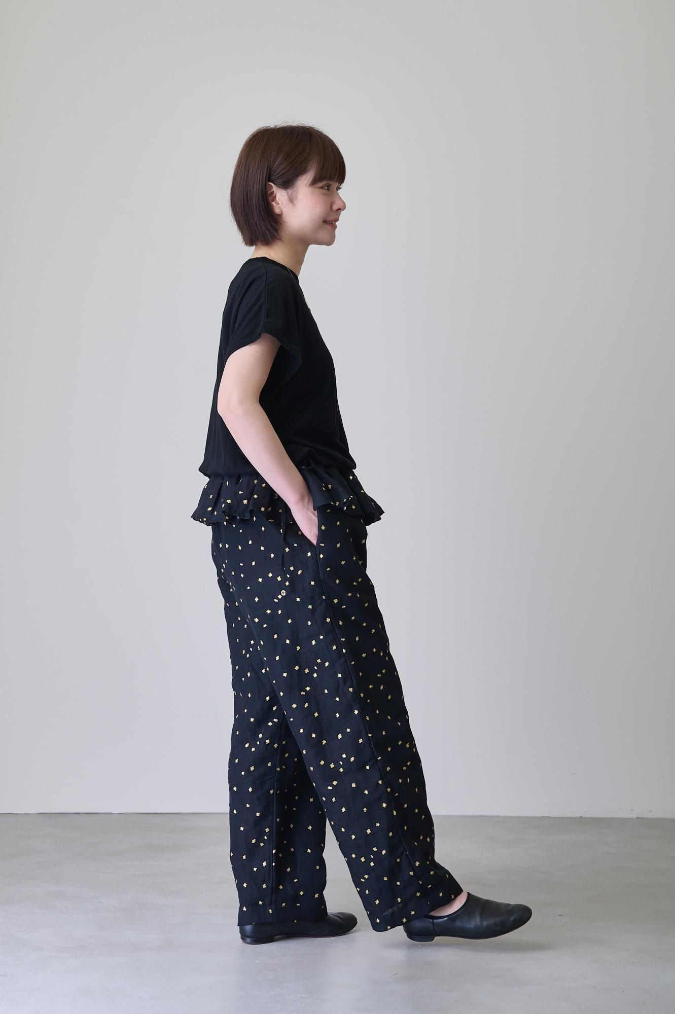 BUNON Khadi linen hand print & embroidery Embroidery frap pants