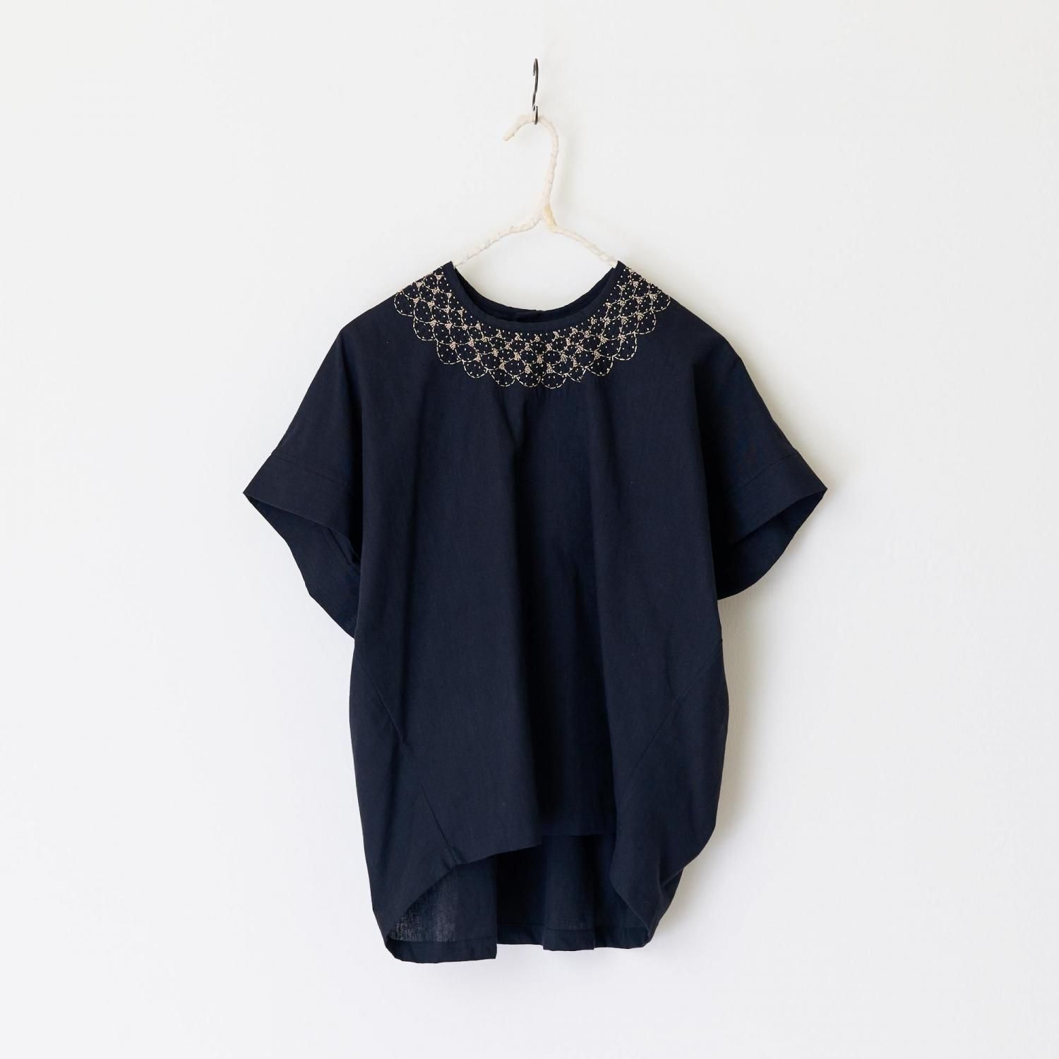 BUNON ブノン Khadi cotton Logo woven-T BUNON Khadi cotton Embroidery woven-T（2color） - poooL