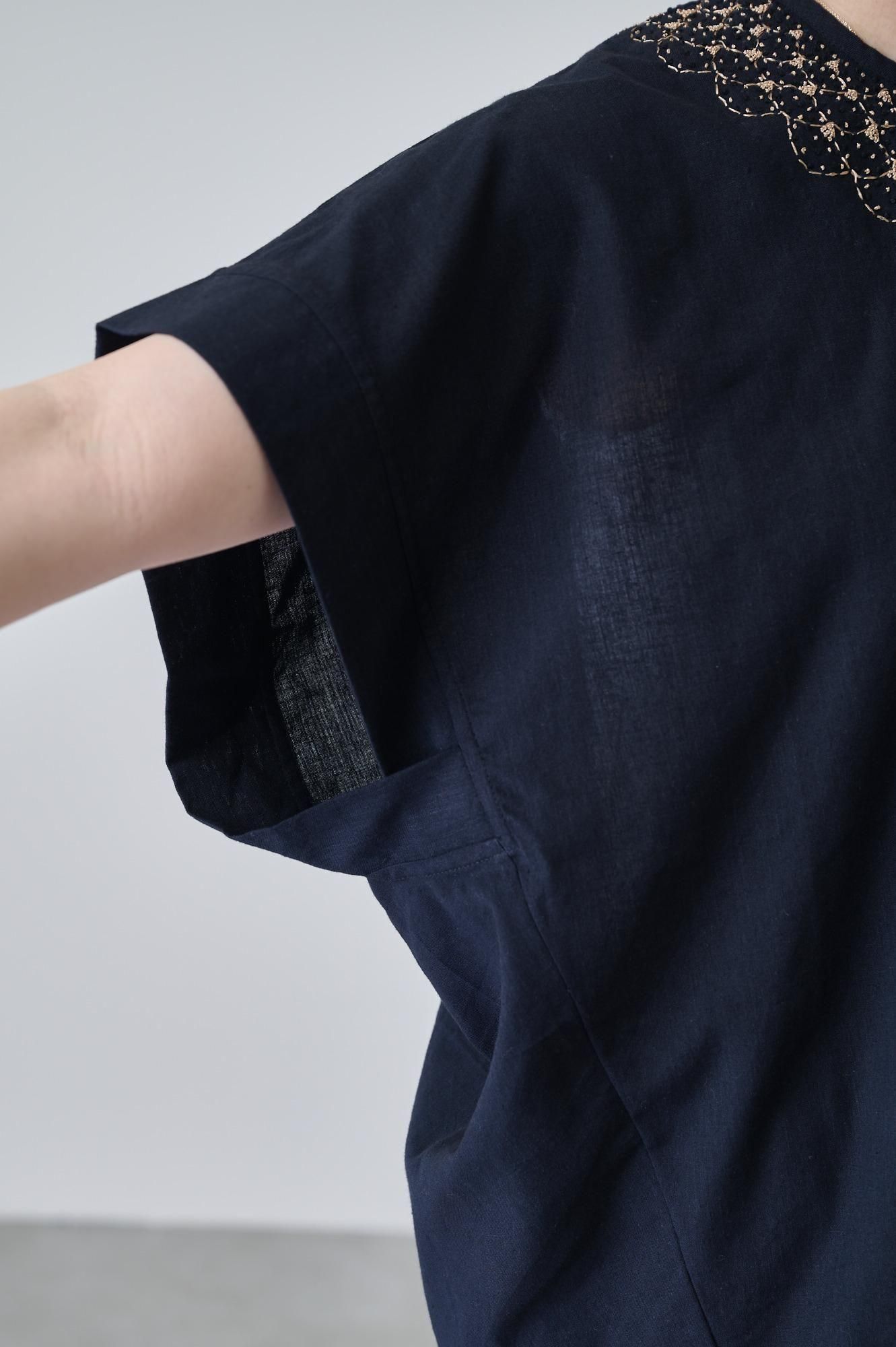 BUNON ブノン Khadi cotton Logo woven-T BUNON Khadi cotton Embroidery woven-T（2color） - poooL